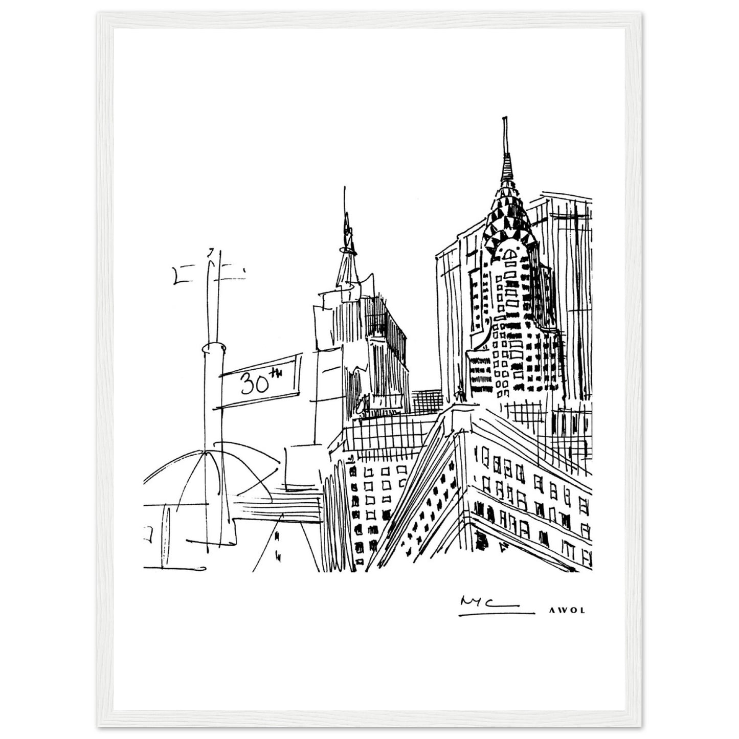 New York City Skyline Art, Iconic Skyscrapers: Framed Art Print