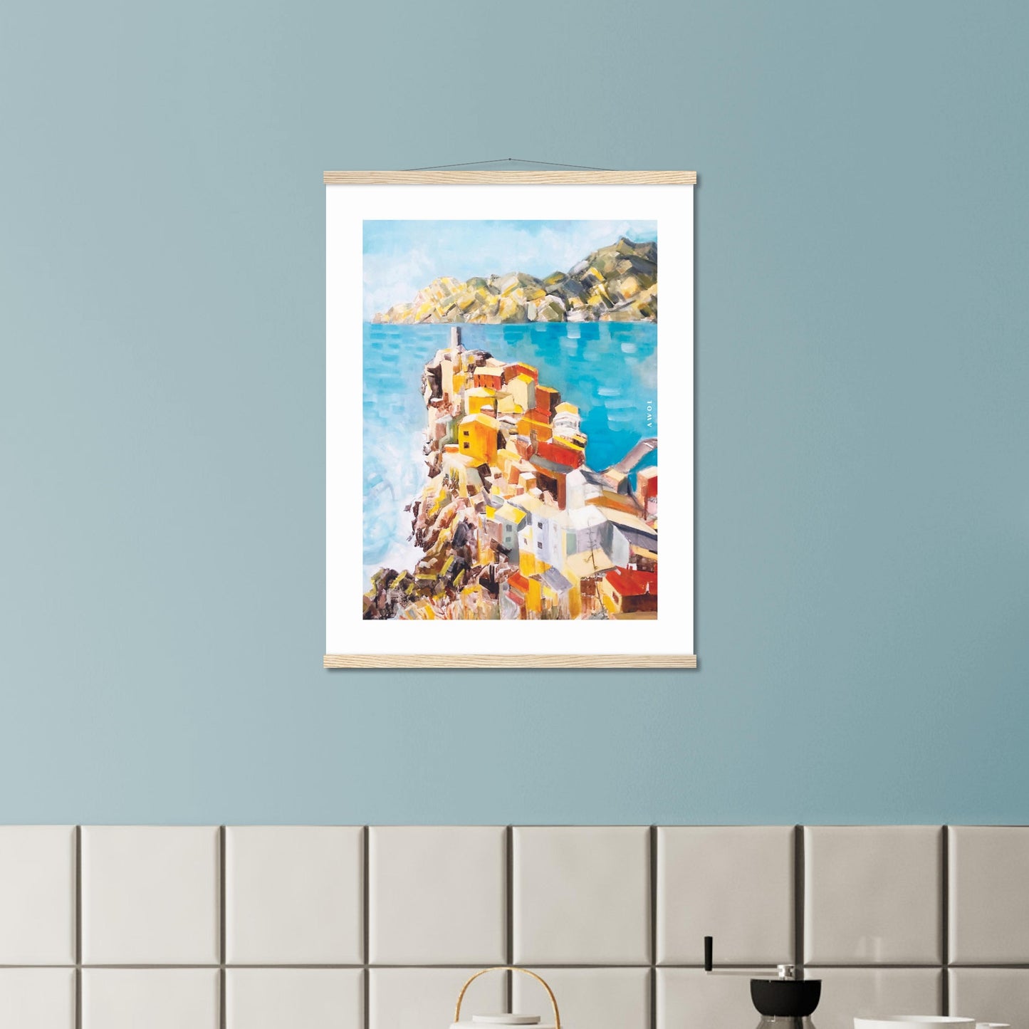 Italy Scenery Art Print: Colourful Towns Of Amalfi And Liguria: Poster Print With Hanger