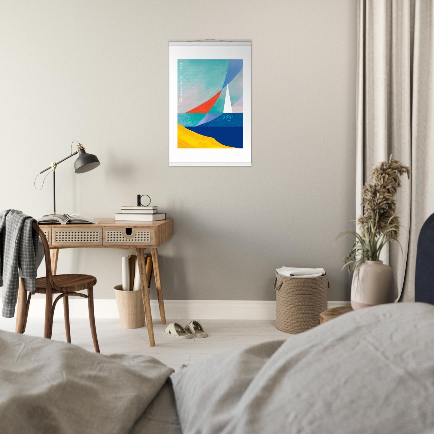 Sailboat On Abstract Sea: Côte d'Azur Poster with Hanger