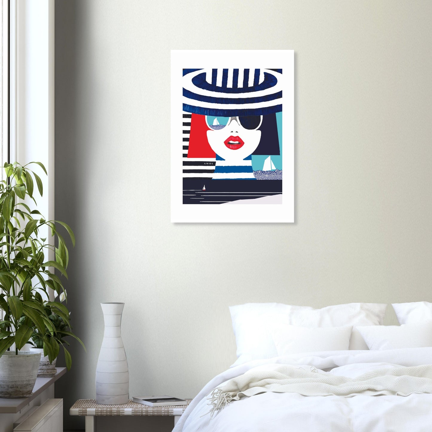 Graphic Portrait Of A Woman On The Riviera, Beach Wall Art: Travel Poster Print