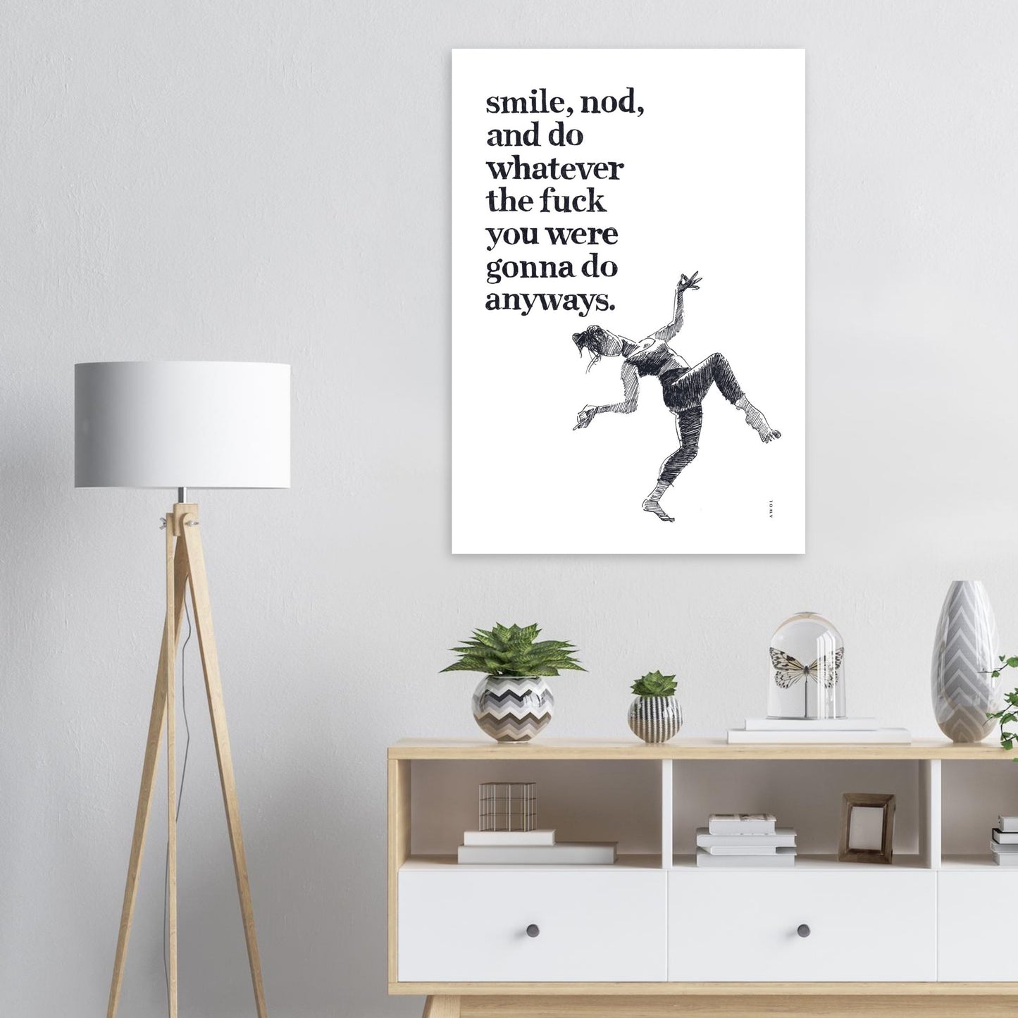 Smile And Nod, Modern Zen Quote: Aluminum Art Print
