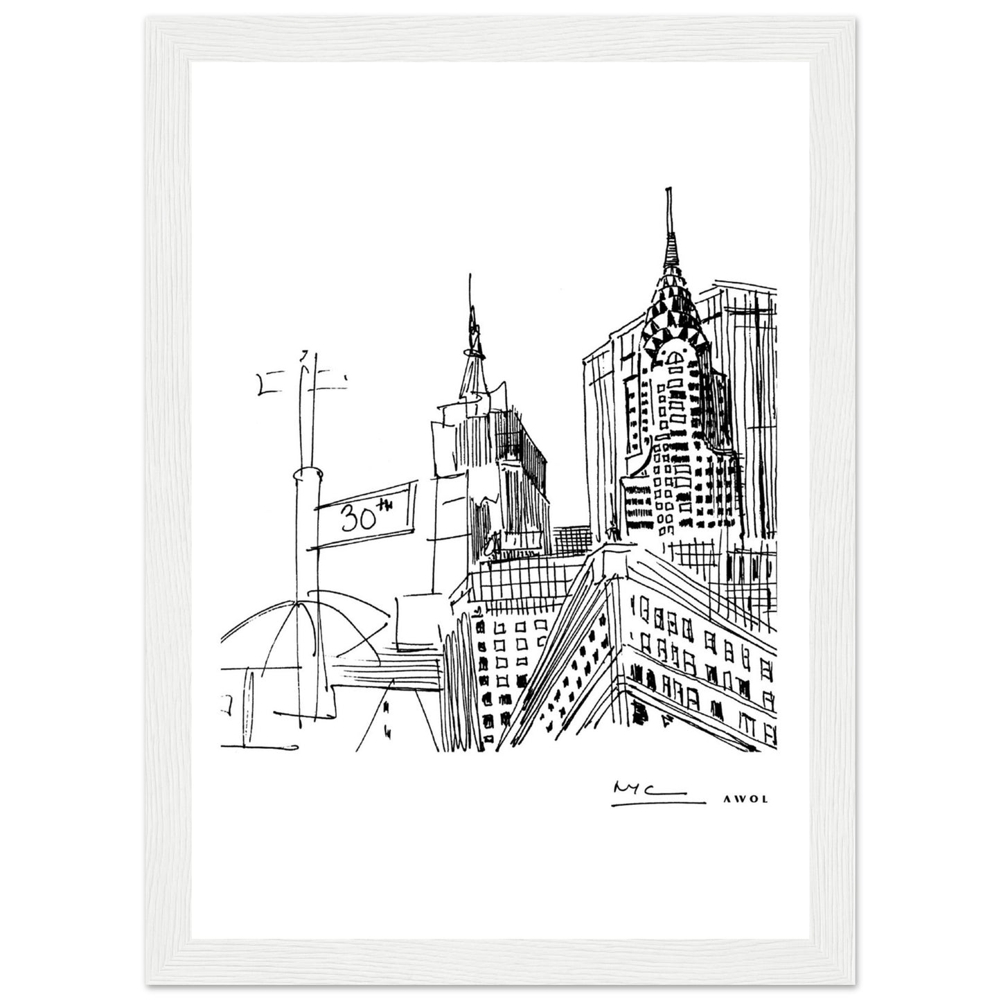New York City Skyline Art, Iconic Skyscrapers: Framed Art Print