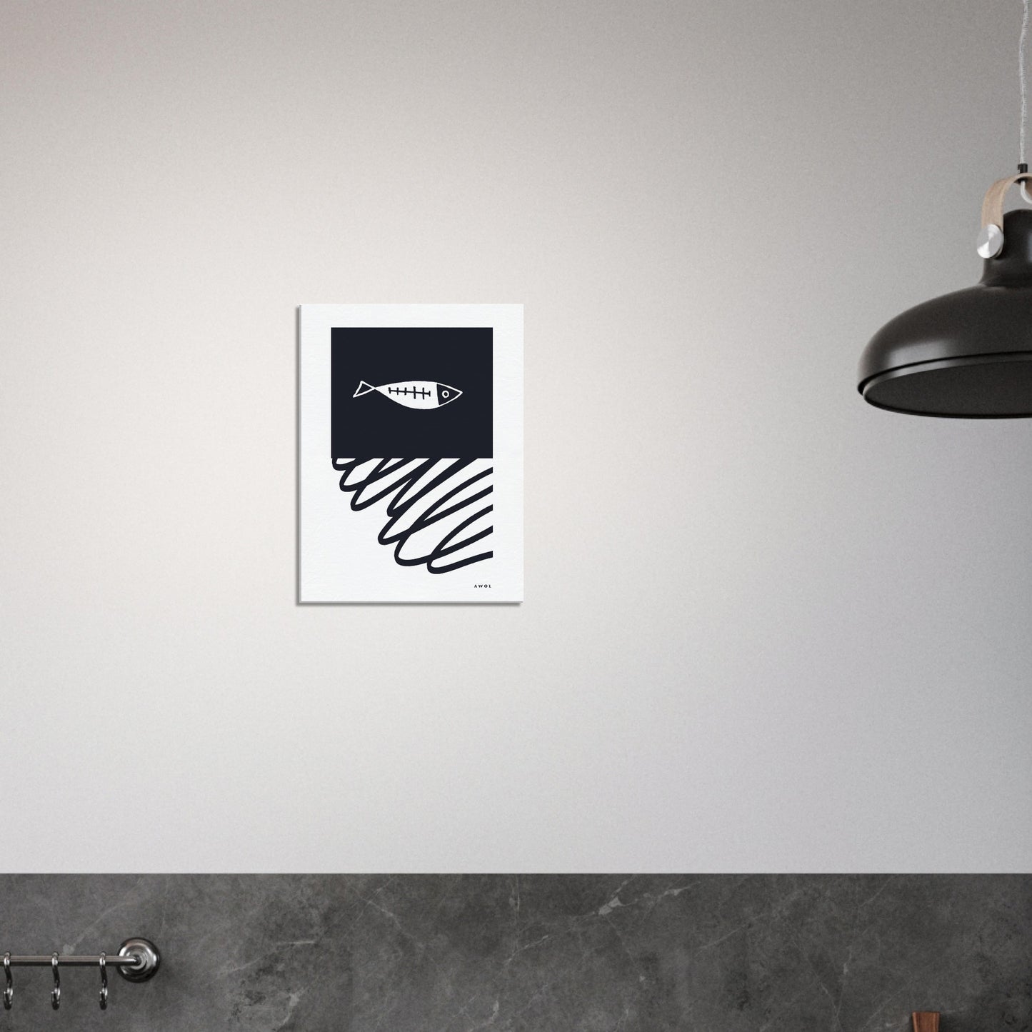 Minimalist Fish In Nordic Waters: Scandi Love Canvas Art Print