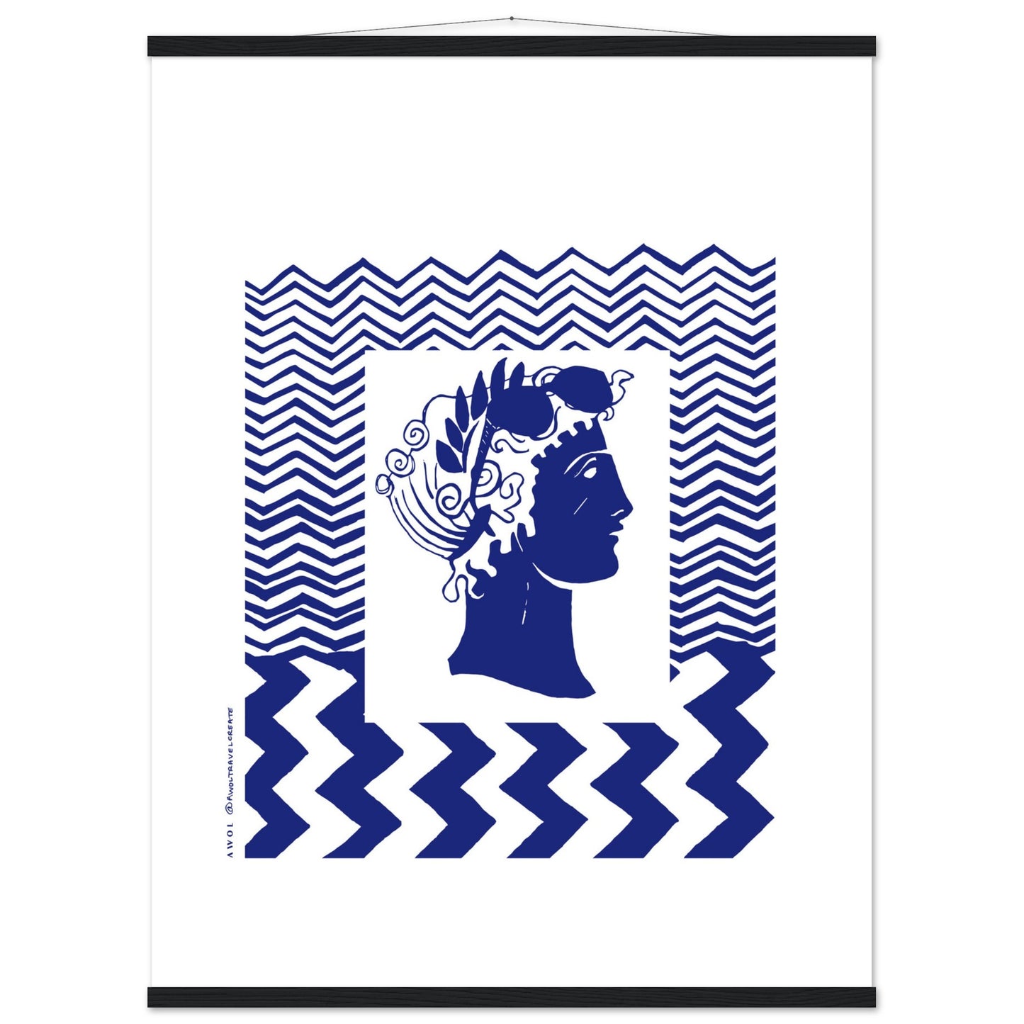 Beach Travel Art Print: Blue Abstract Portrait Poster with Hanger - Creations Awol