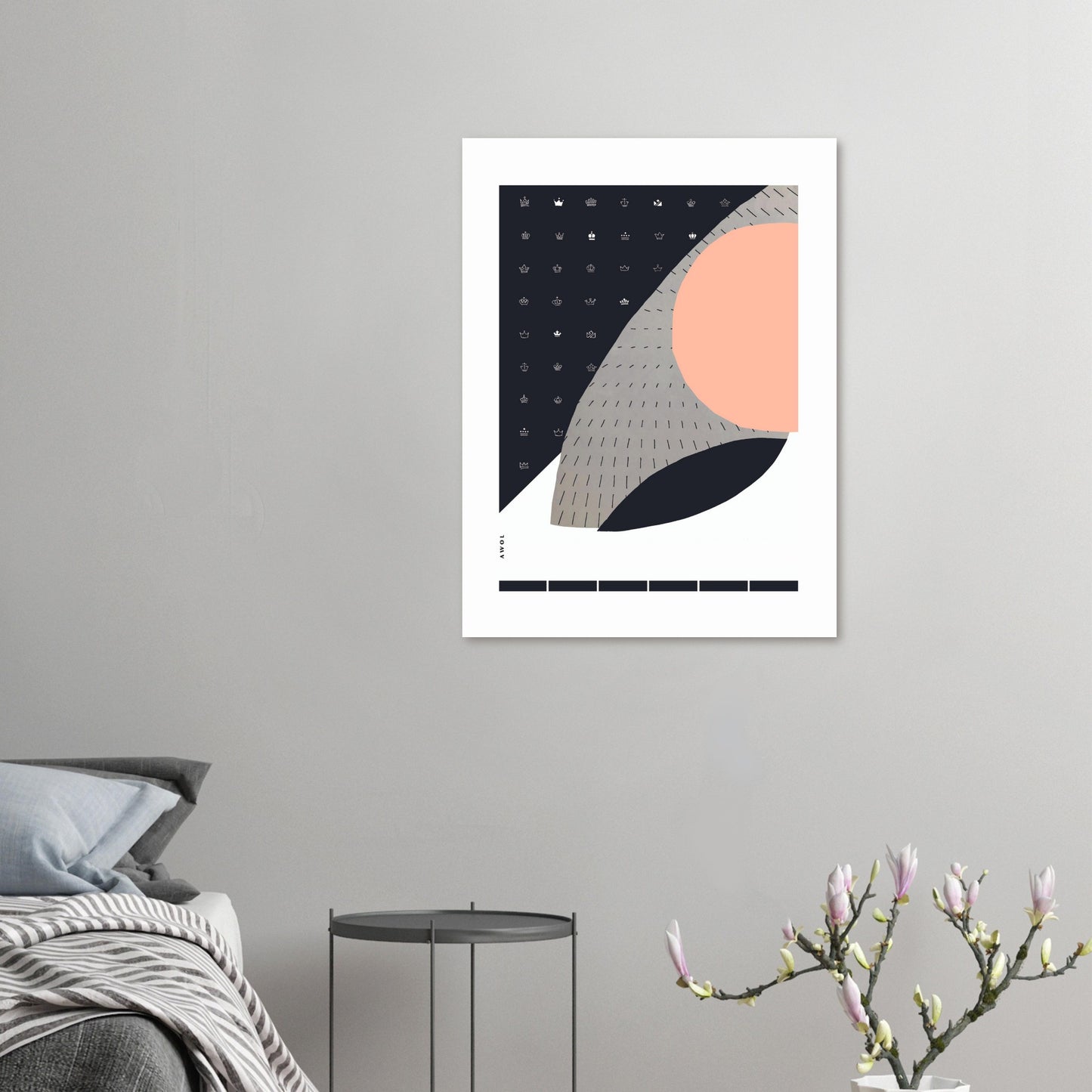 Scandinavian Art Print With Abstract Pattern: Minimalist Aluminum Art Print