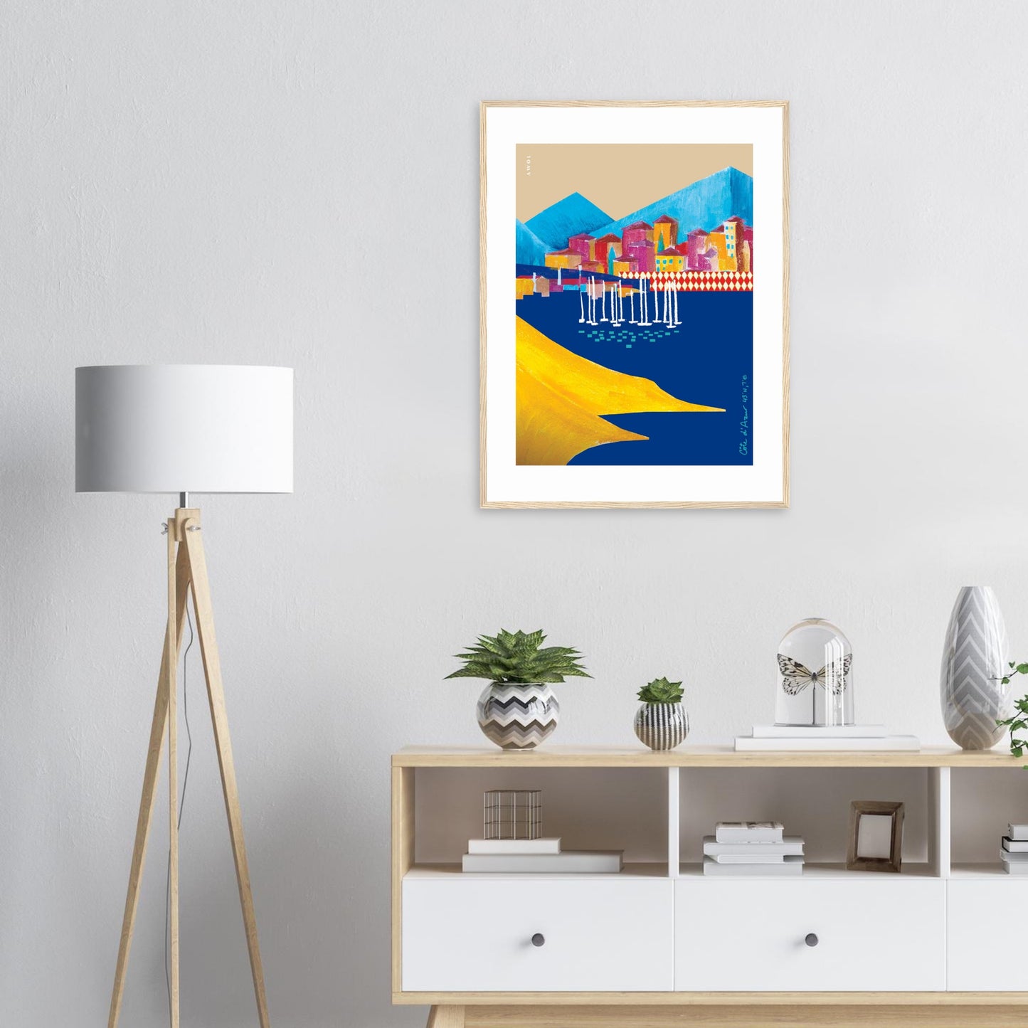Colourful Beach Towns In The South of France Poster: Framed Art Print