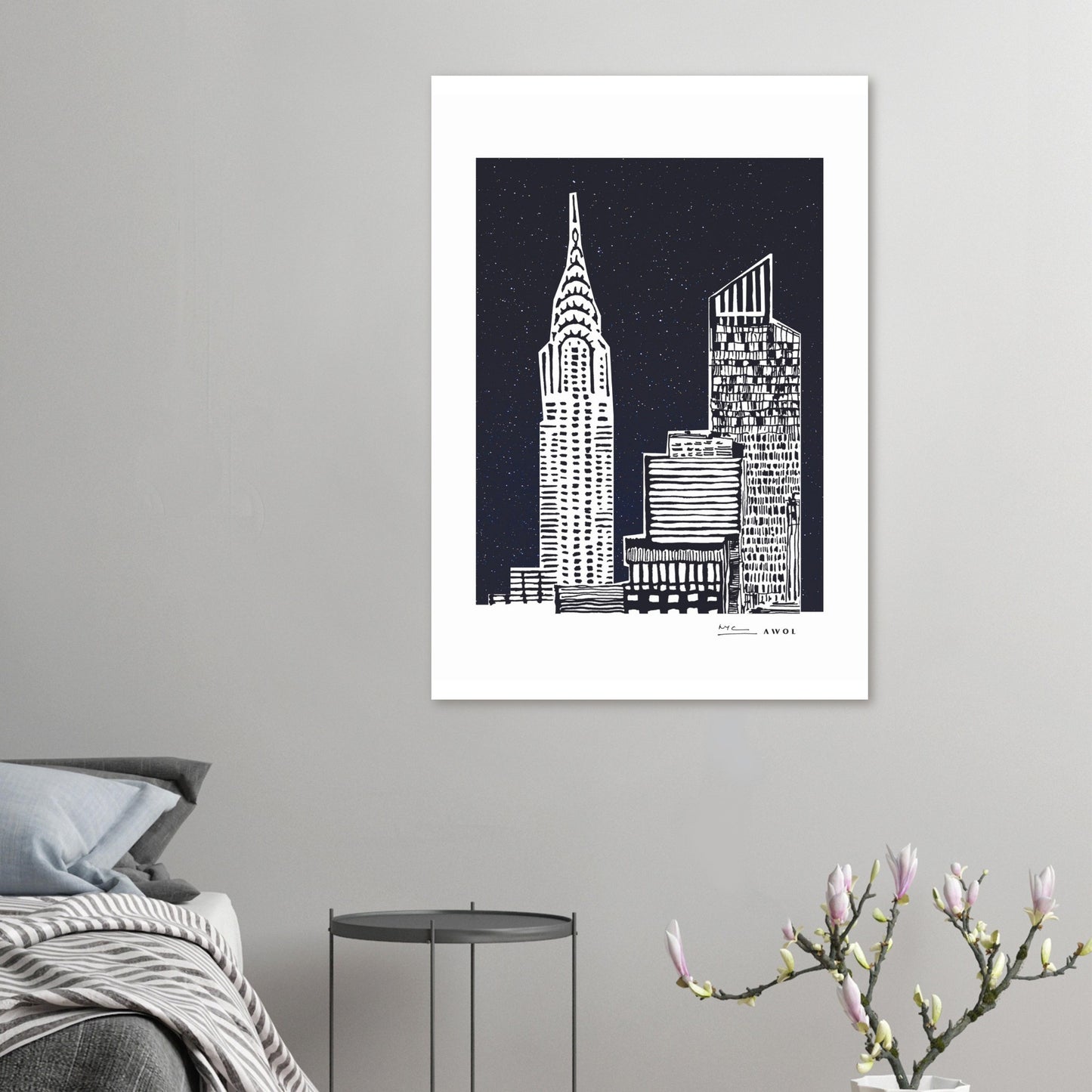 New York City At Night, Manhattan Abstraction: Aluminum Art Print