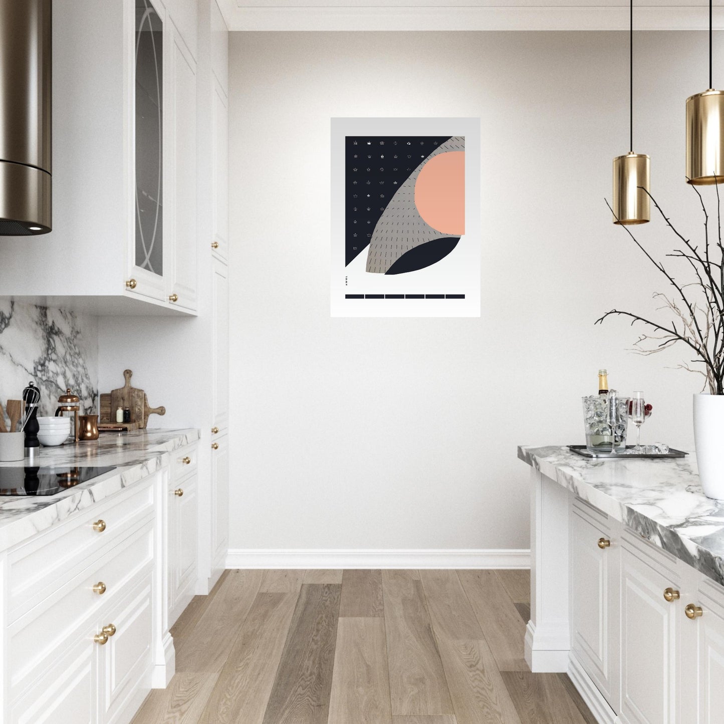 Scandinavian Art Print With Abstract Pattern: Minimalist Aluminum Art Print