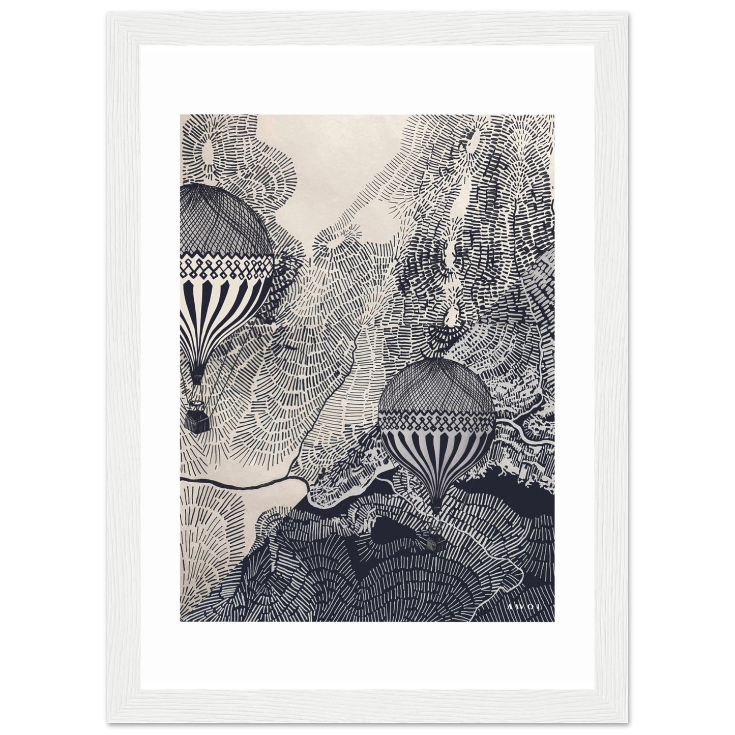 Dreaming Big: Hot Air Balloon Travel In The Sky, Framed Art Print