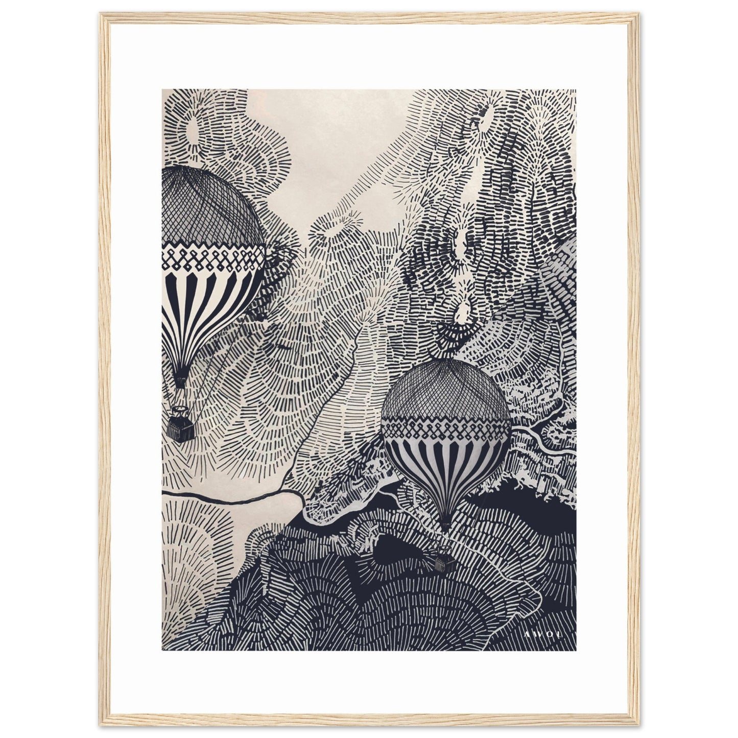 Dreaming Big: Hot Air Balloon Travel In The Sky, Framed Art Print