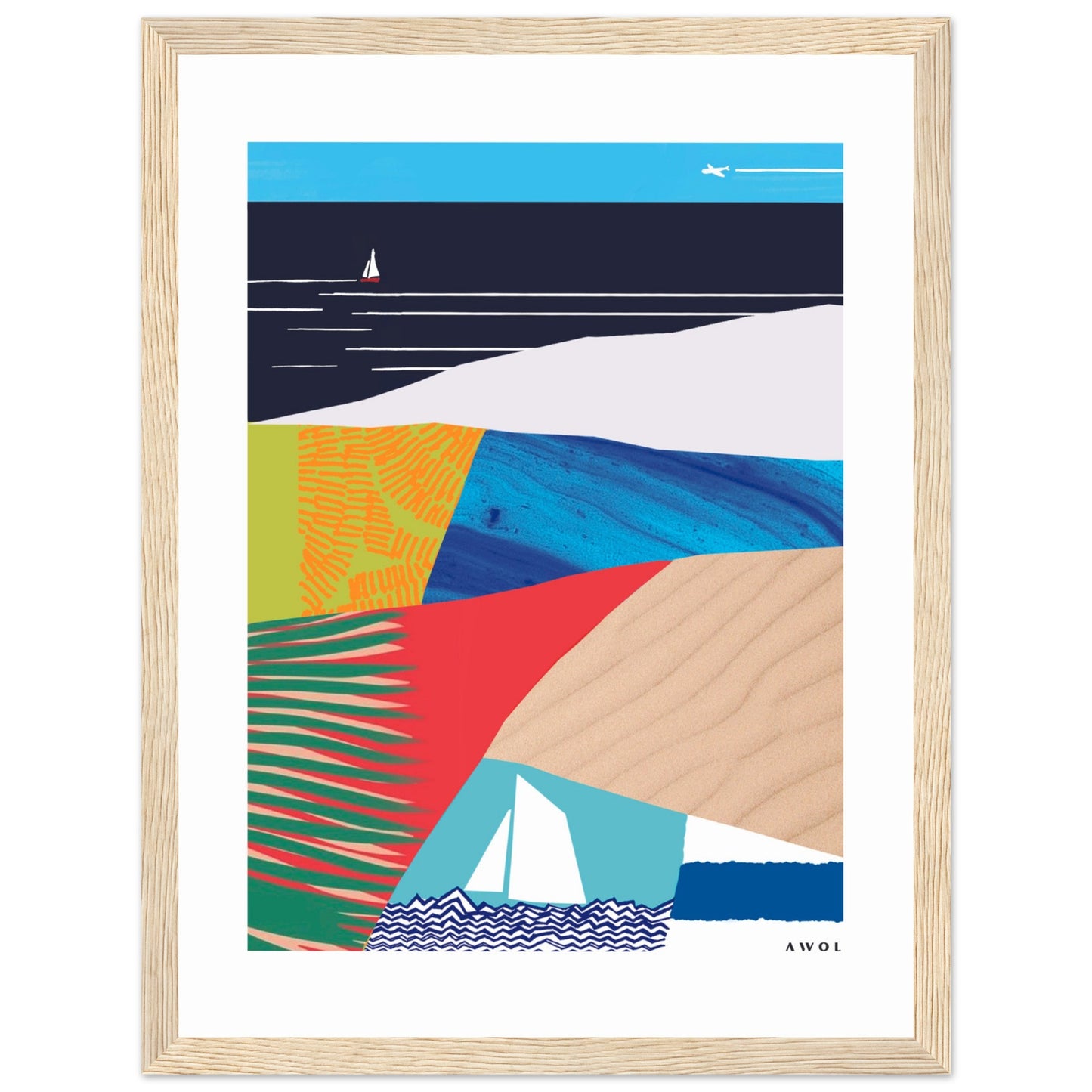 Tropical Paradise With Palm Trees, Abstract Beach Art: Framed Art Print