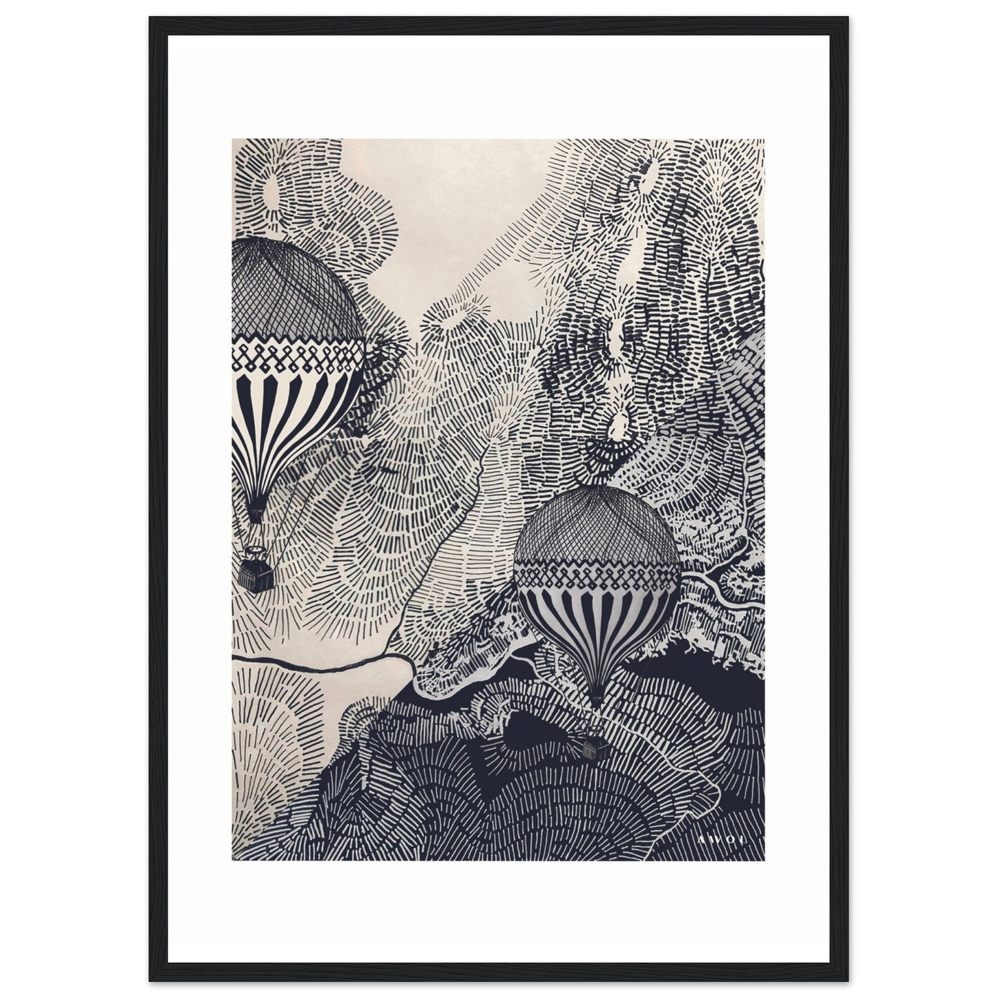 Dreaming Big: Hot Air Balloon Travel In The Sky, Framed Art Print