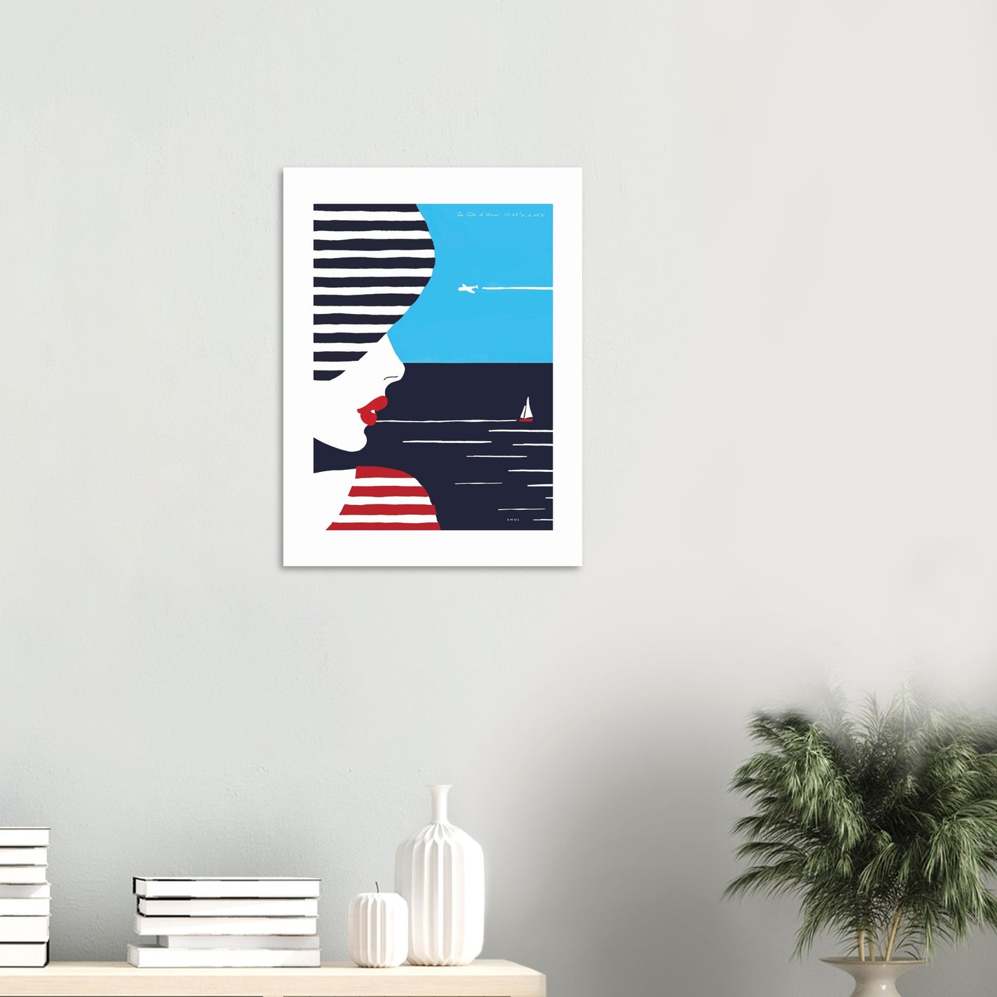 Colourful Beach Portrait Of A Woman By The Sea: French Riviera Poster