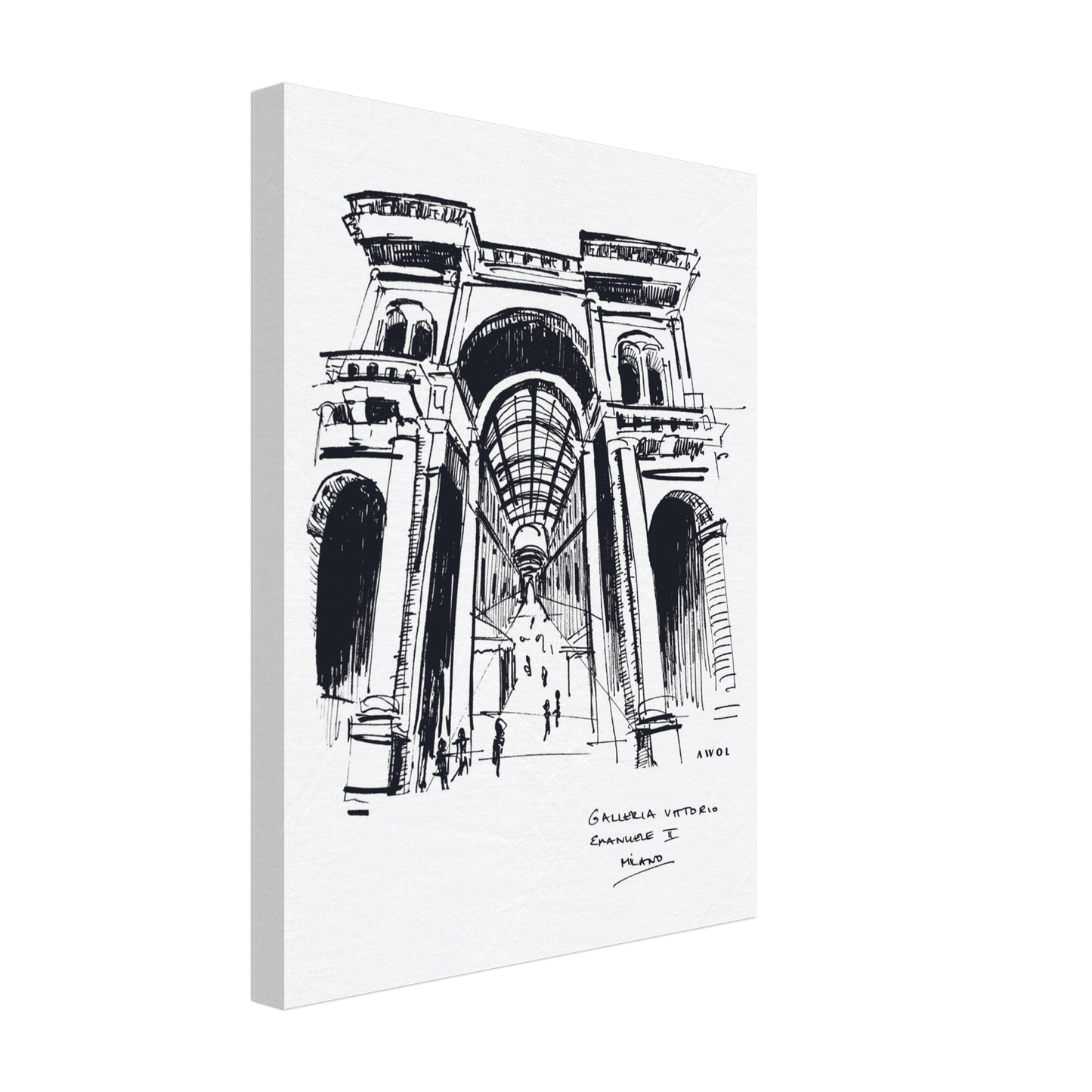 Milan City Elegance, Luxury Shopping Landmark Art: Canvas Print