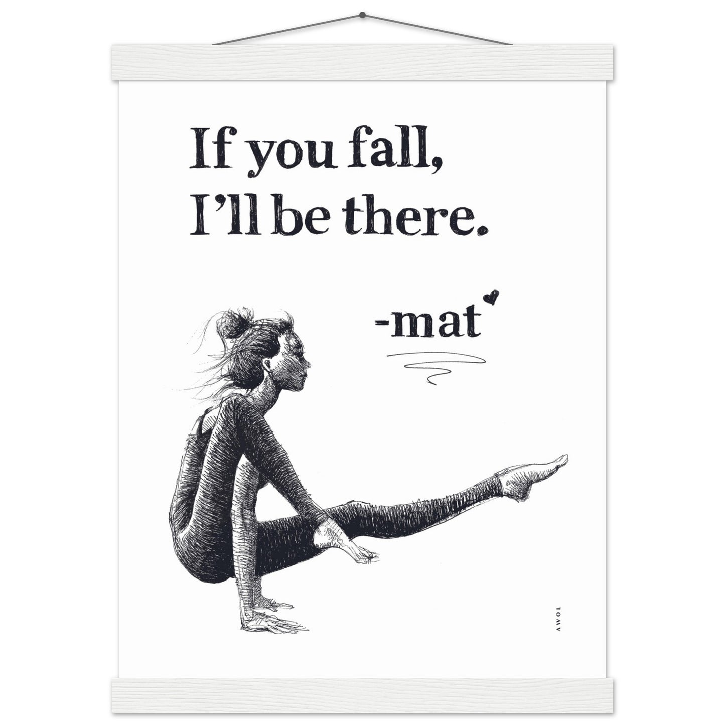 Spiritual Yoga Pose Art With Inspiring Quote: Poster Print with Hanger