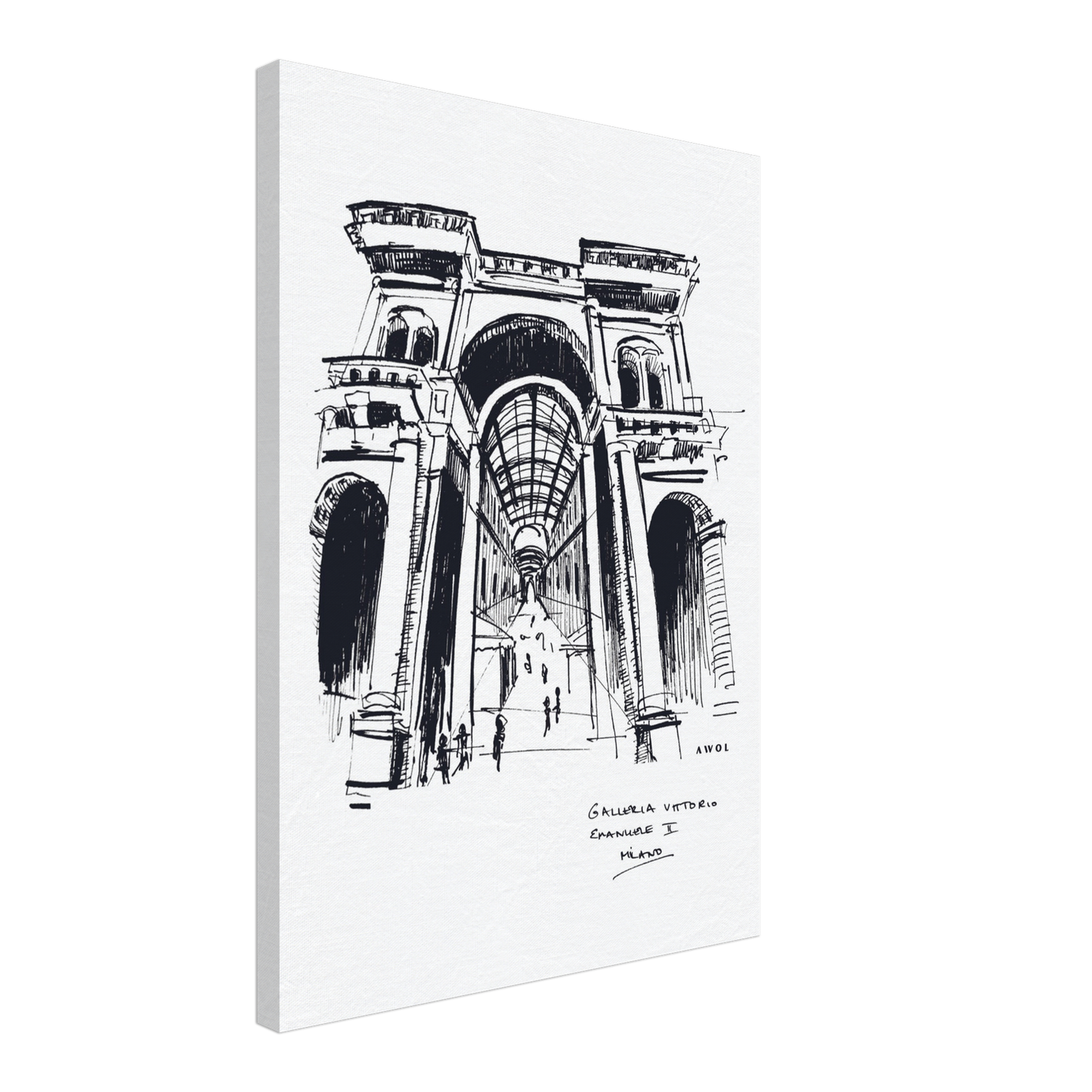 Milan City Elegance, Luxury Shopping Landmark Art: Canvas Print