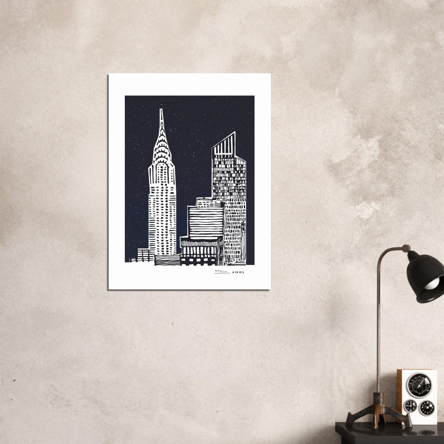 New York City At Night, Manhattan Abstraction: Poster Print