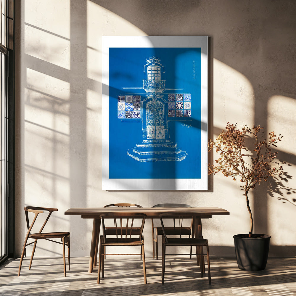 Portugal Blues: Doorway & Azulejos, Fine Art Poster