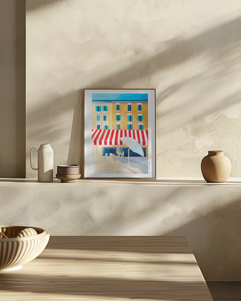 French Riviera Giclée Wall Art Print – Colourful Café Poster, Vieux Nice