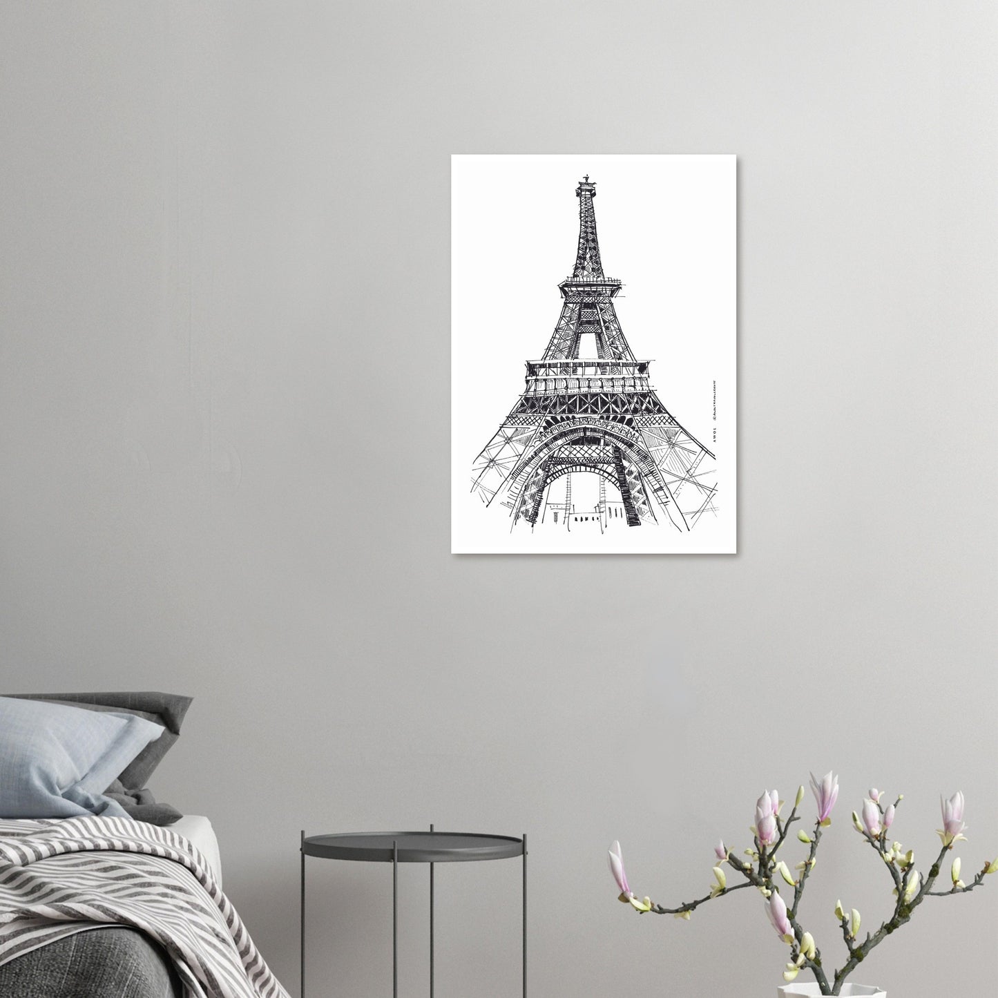 Paris Wall Art, Eiffel Tower In Black And White Art Print: France Travel Poster