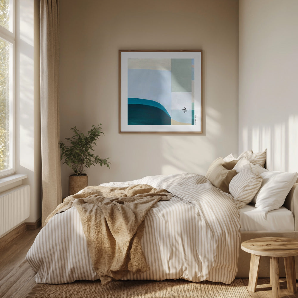 Flow State, City Calm: Minimalist Yoga: Fine Art Wooden Framed Poster