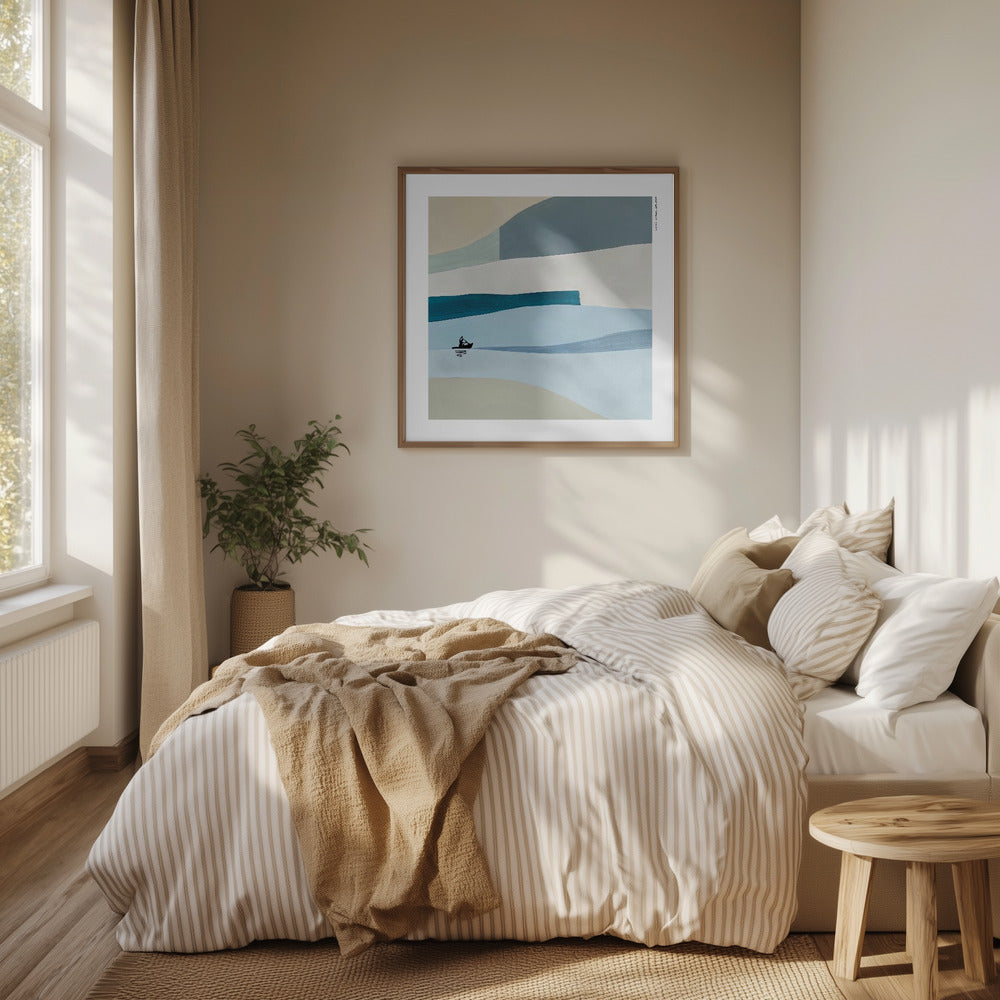 In The Drift – Abstract Minimalist Kayak: Fine Art Wooden Framed Art Print