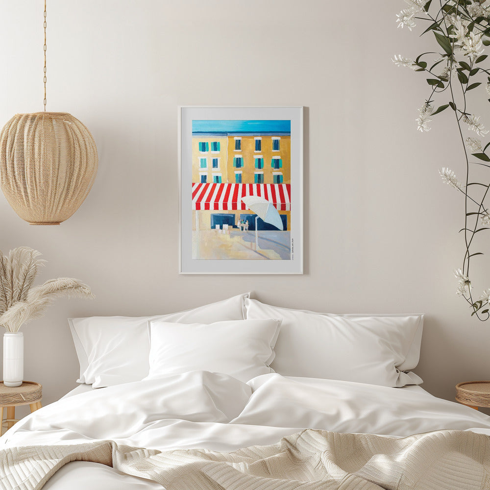French Riviera Giclée Wall Art Print – Colourful Café Poster, Vieux Nice