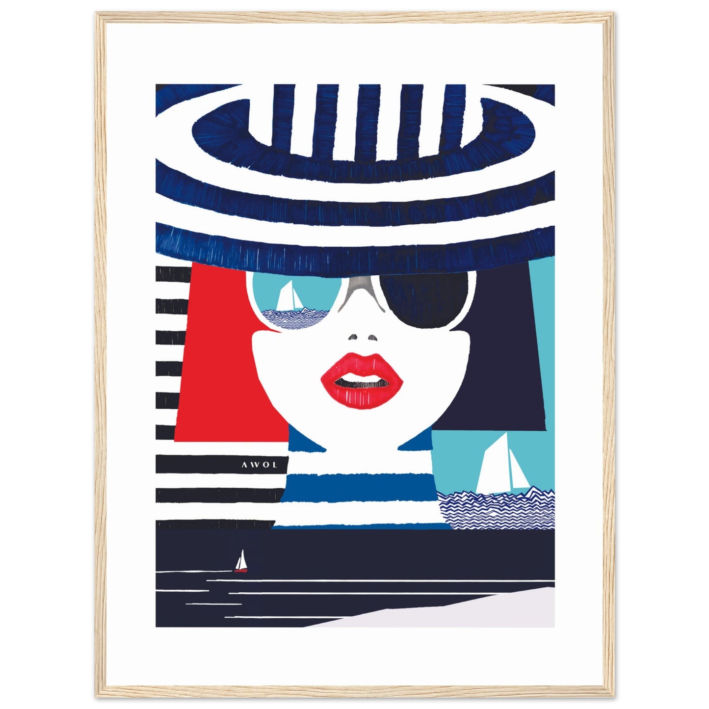 Portrait Of A Woman On The Beach: Mediterranean Wall Art, Framed Print