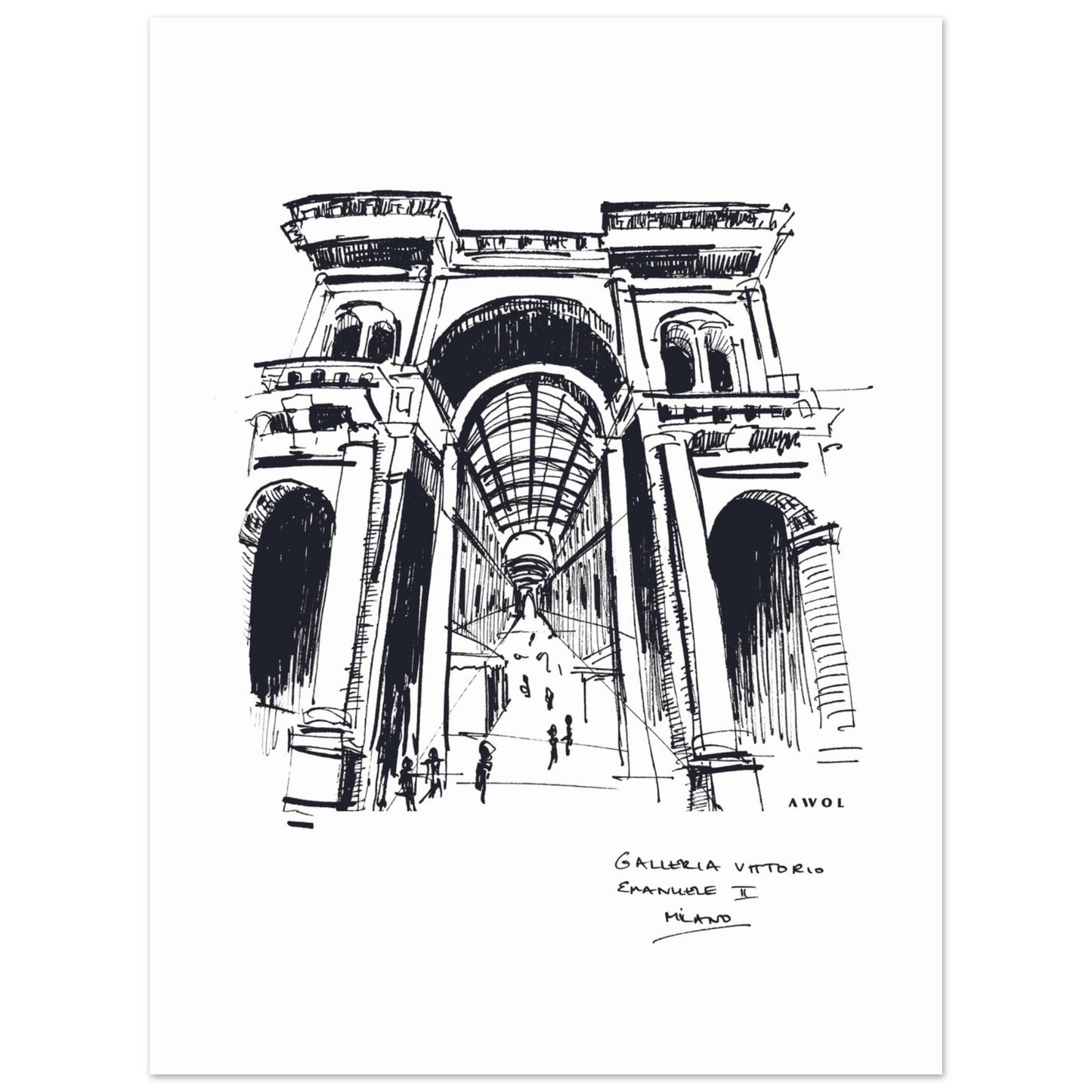 Milan City Art Print With Luxury Shopping Elegance: Poster Print
