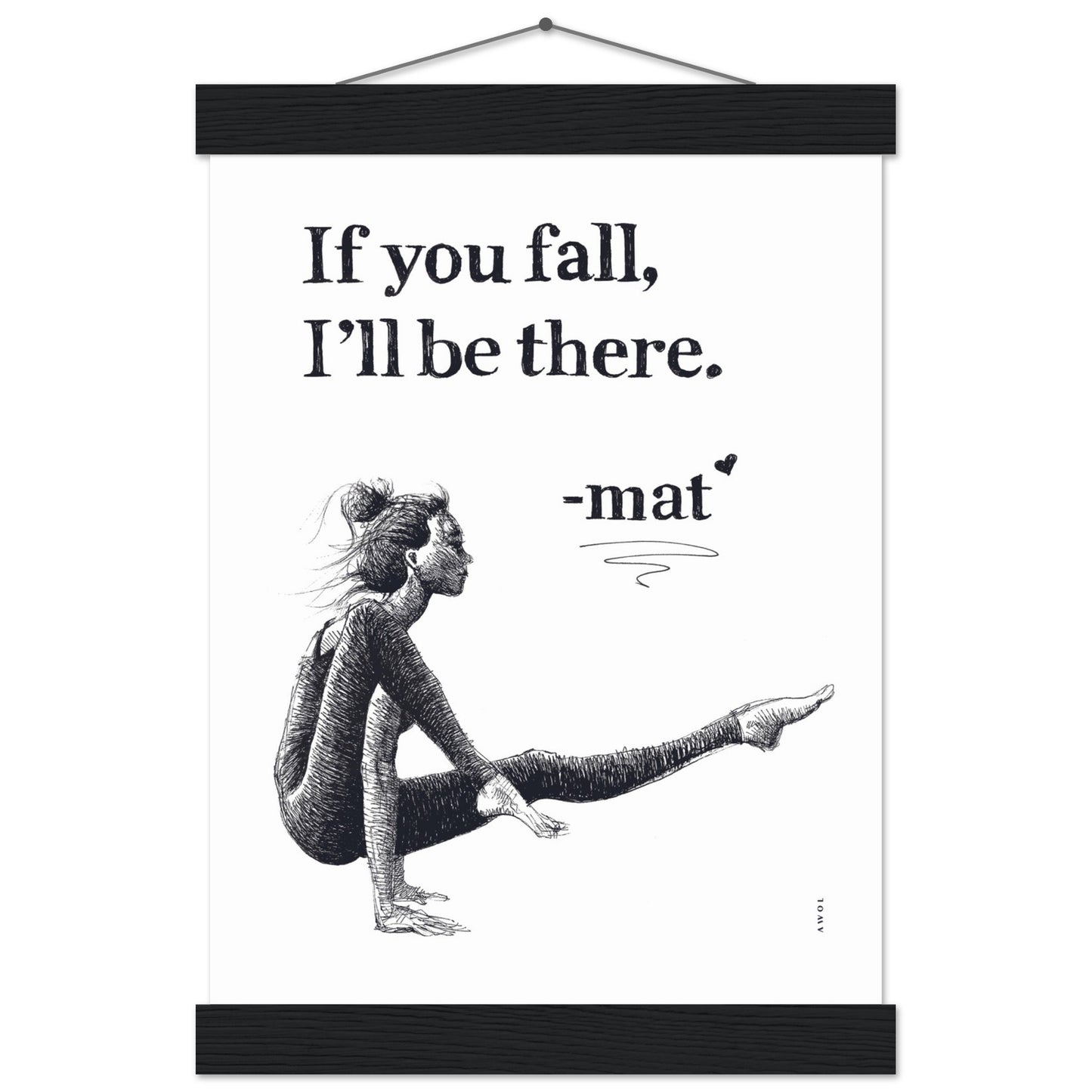 Spiritual Yoga Pose Art With Inspiring Quote: Poster Print with Hanger