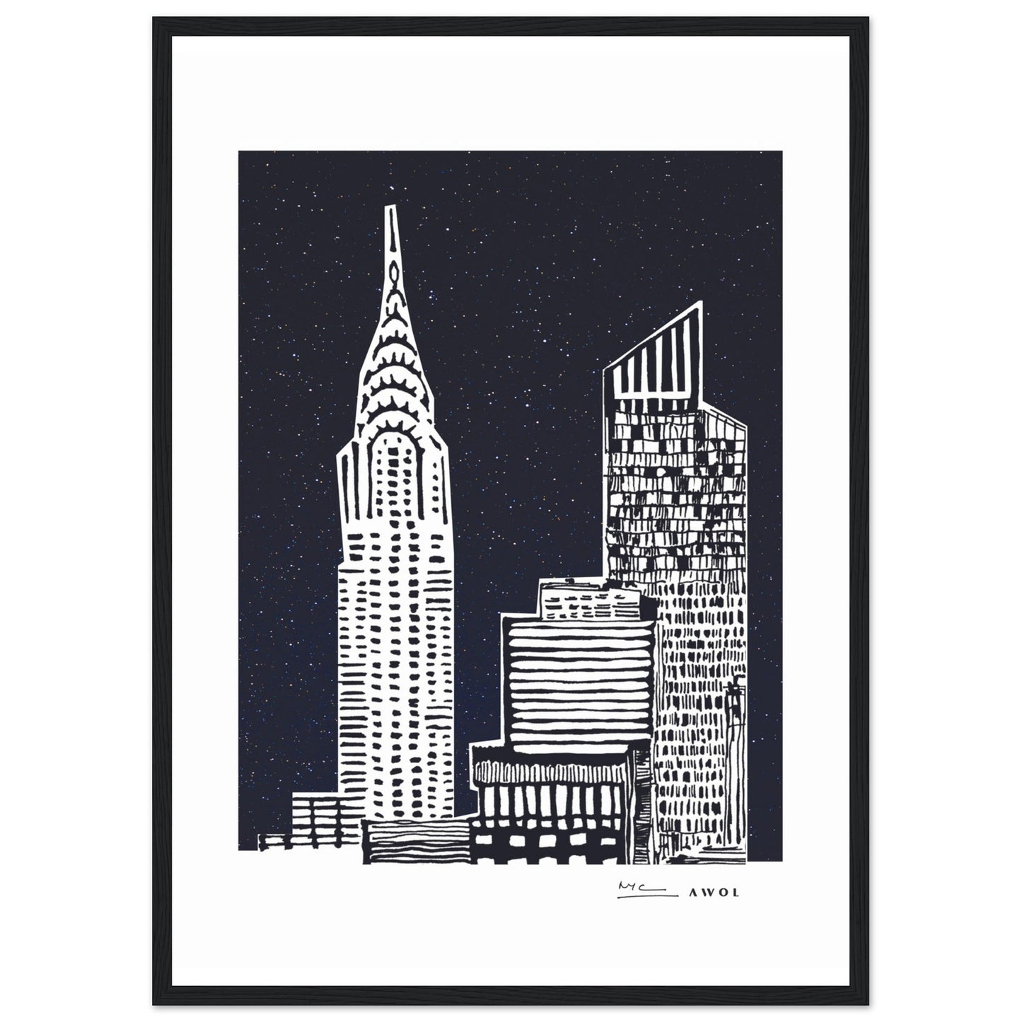 New York City At Night, Manhattan Abstraction: Framed Art Print