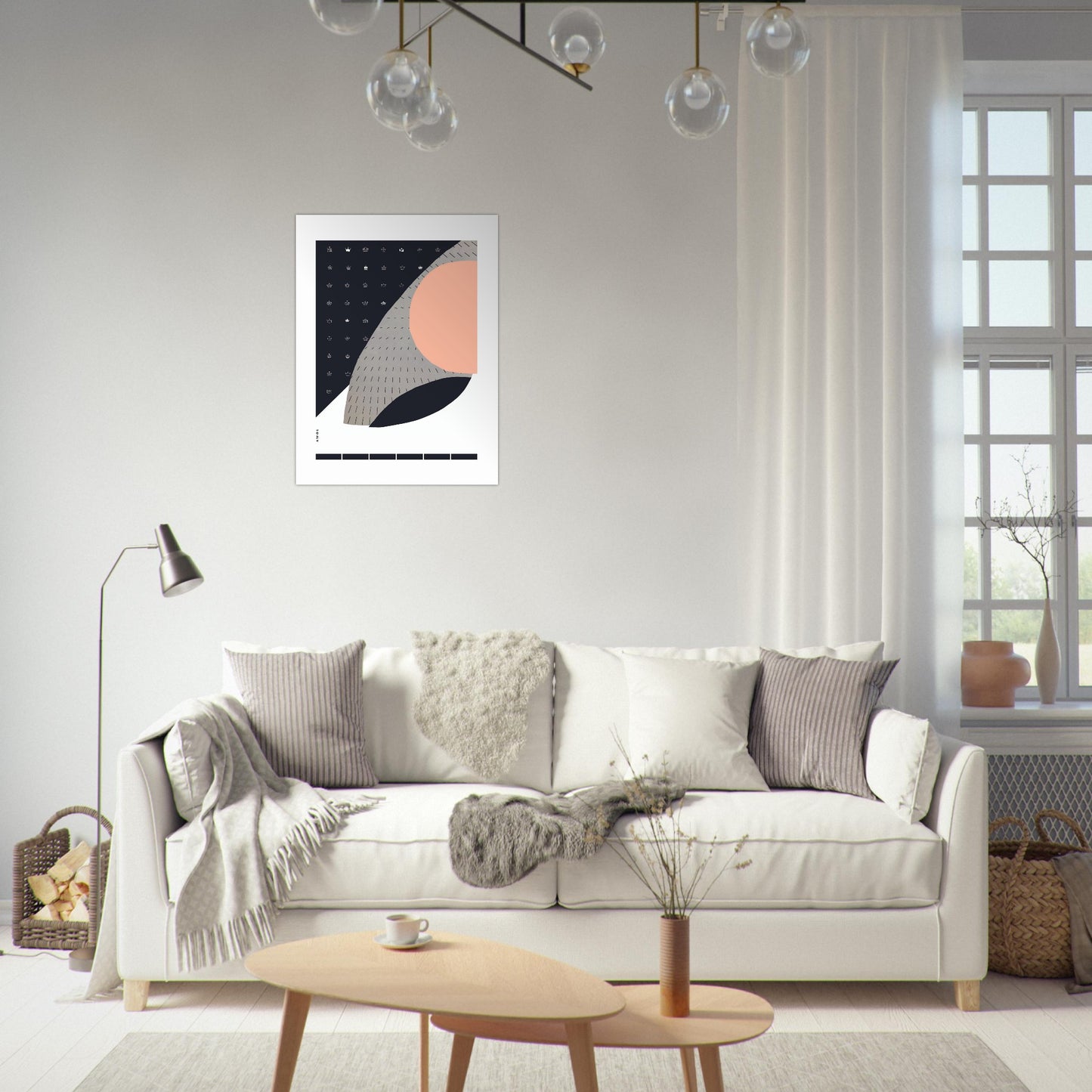 Scandinavian Art Print With Abstract Pattern: Minimalist Aluminum Art Print