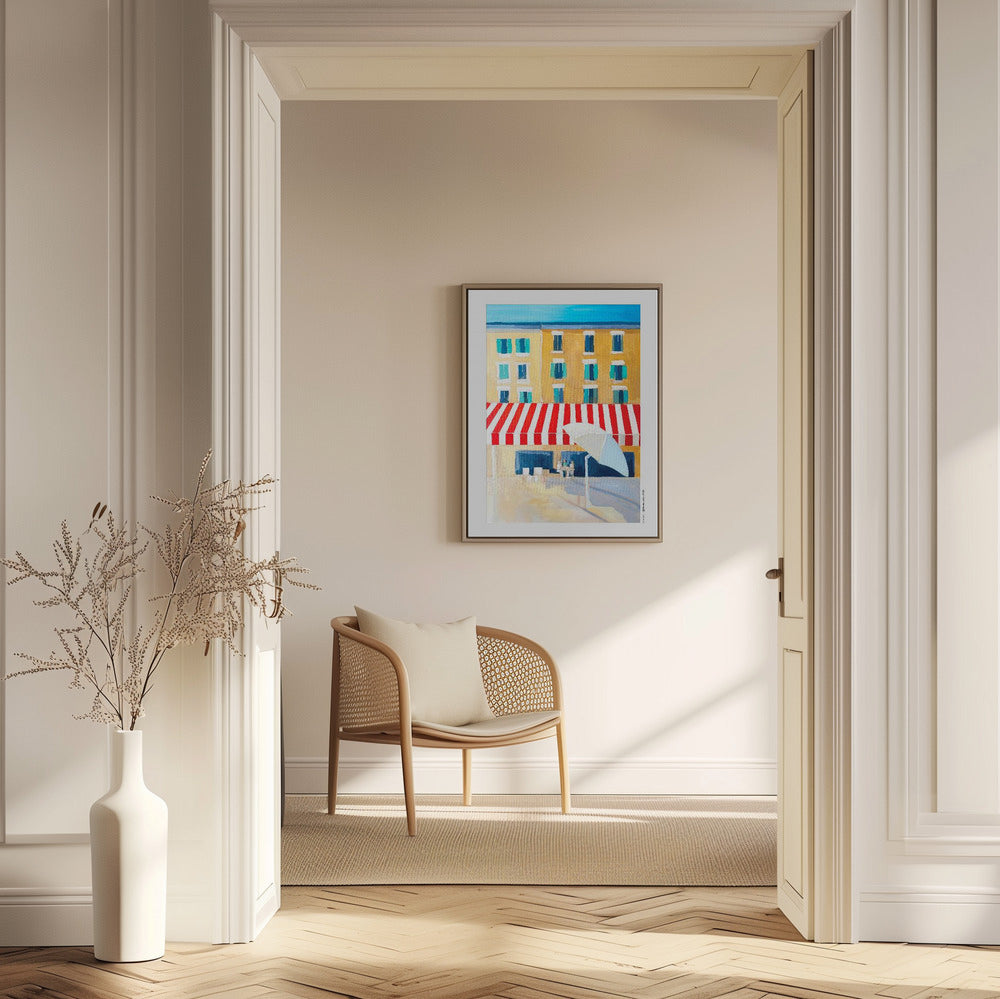 French Riviera Giclée Wall Art Print – Colourful Café Poster, Vieux Nice