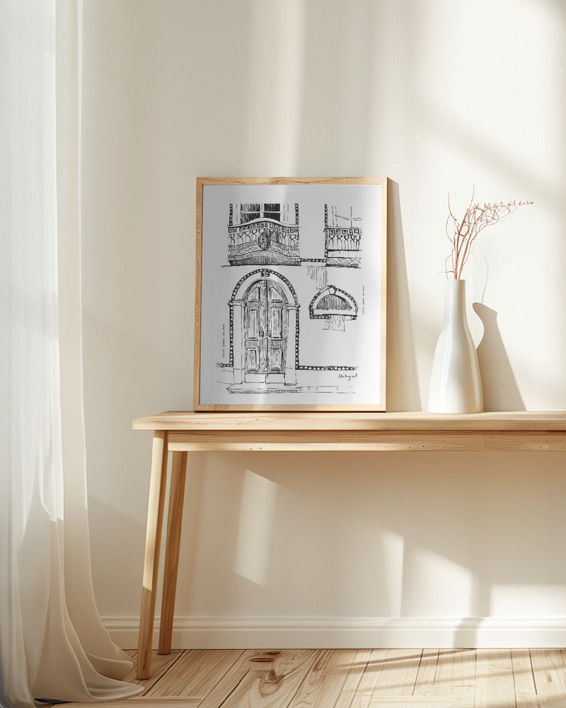 Elegant Entrance: Portugal Architecture, Fine Art Framed Poster