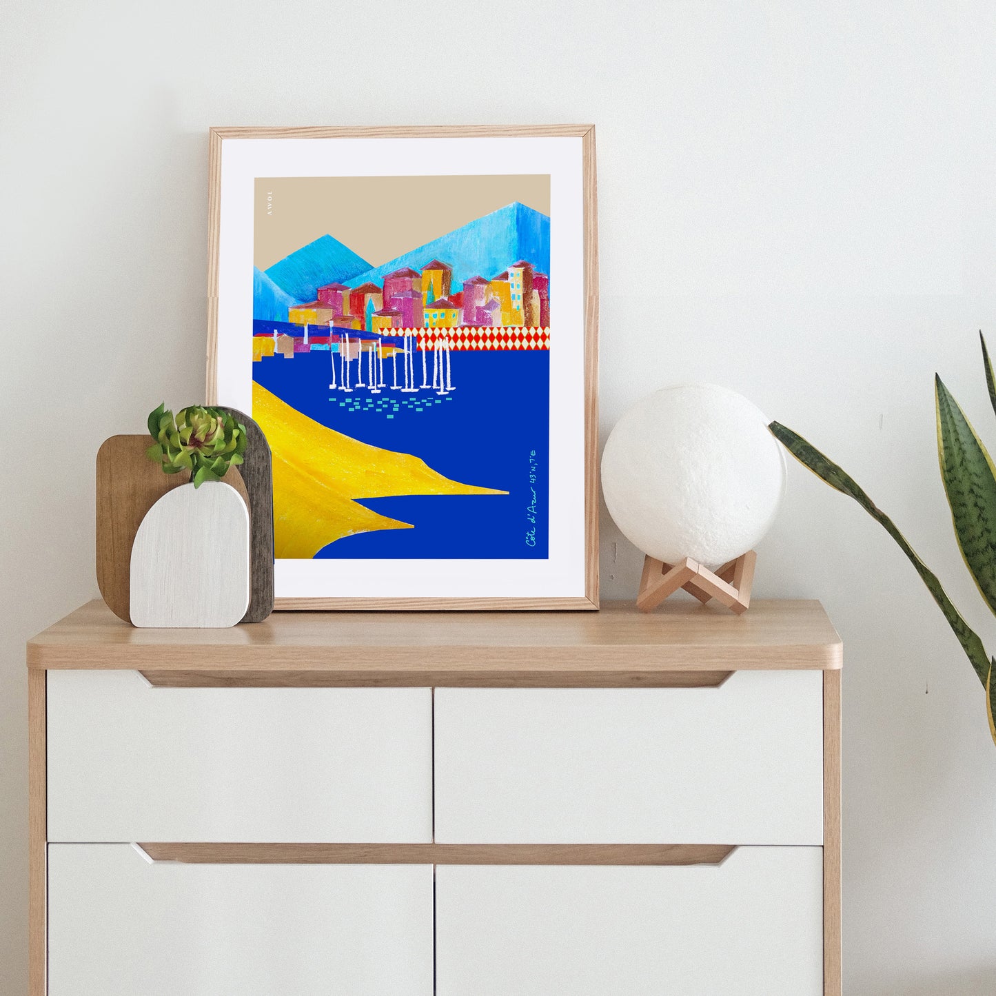 Colourful Beach Towns In The South of France Poster: Framed Art Print