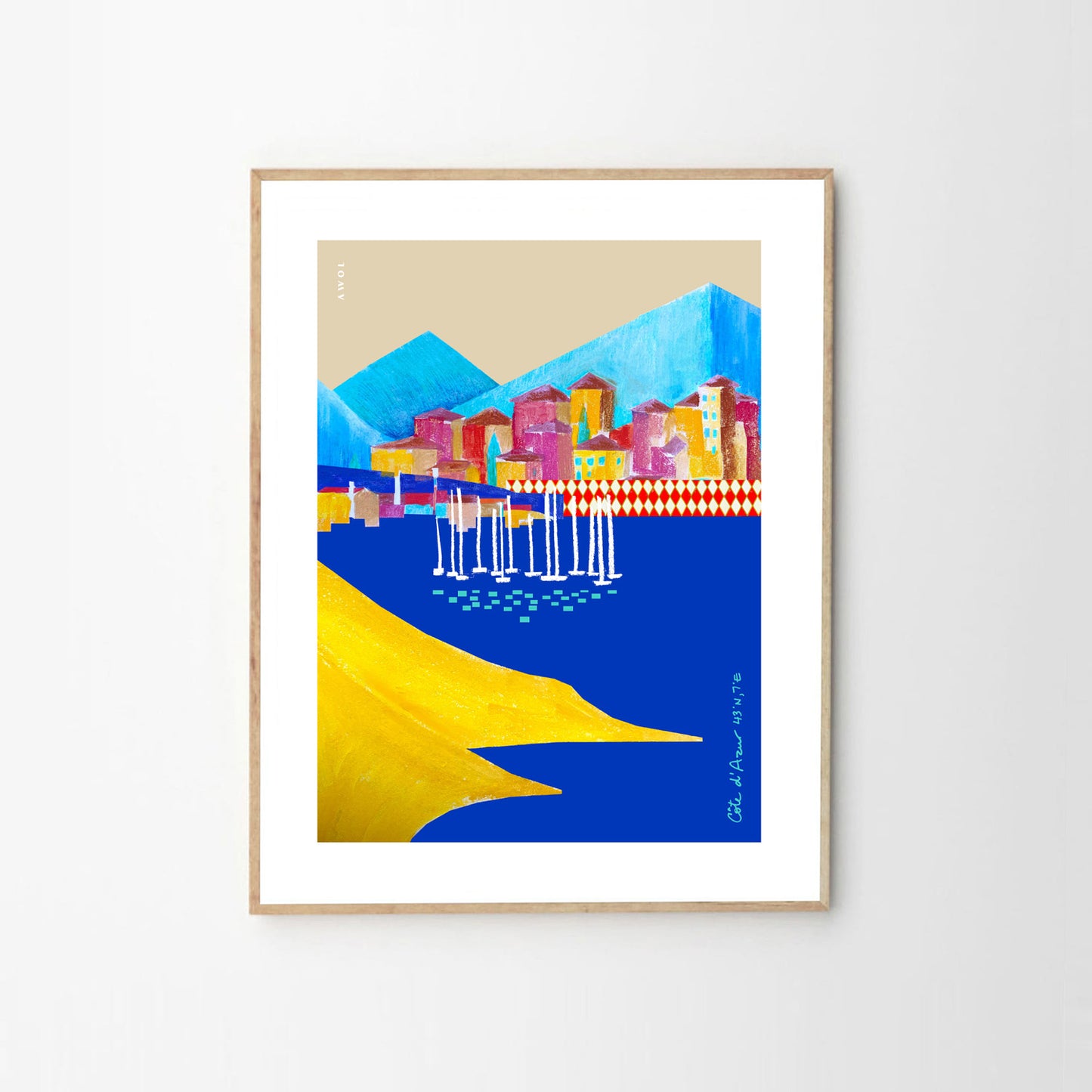 Colourful Seaside Towns And Mountains, Landscape Art, Travel Poster Print