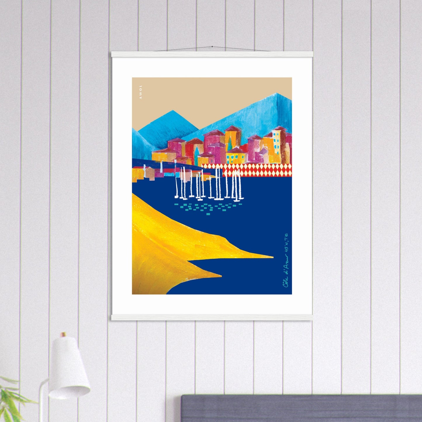 Colourful Villas On the Mediterranean Sea, Travel Poster With Hanger