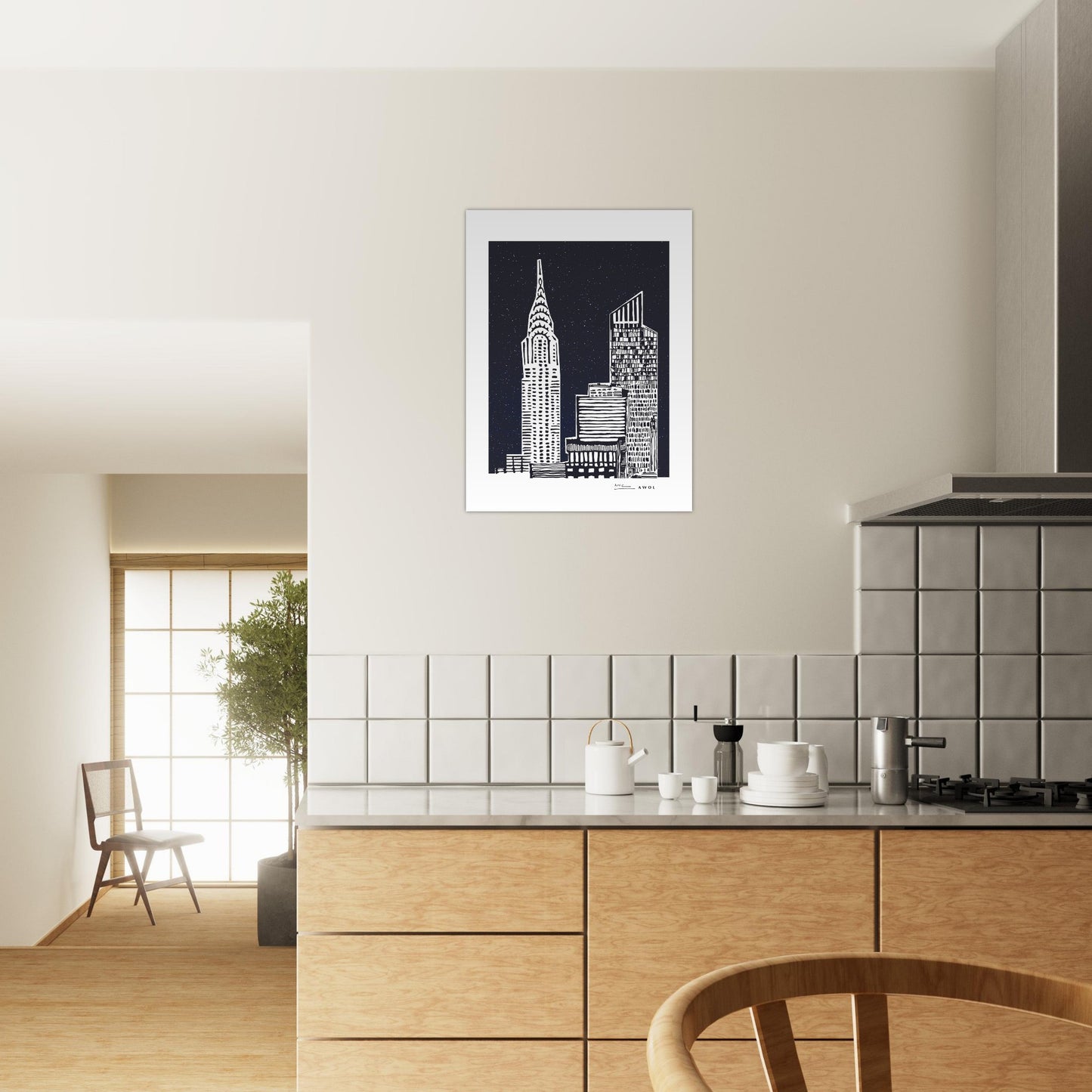 New York City At Night, Manhattan Abstraction: Poster Print