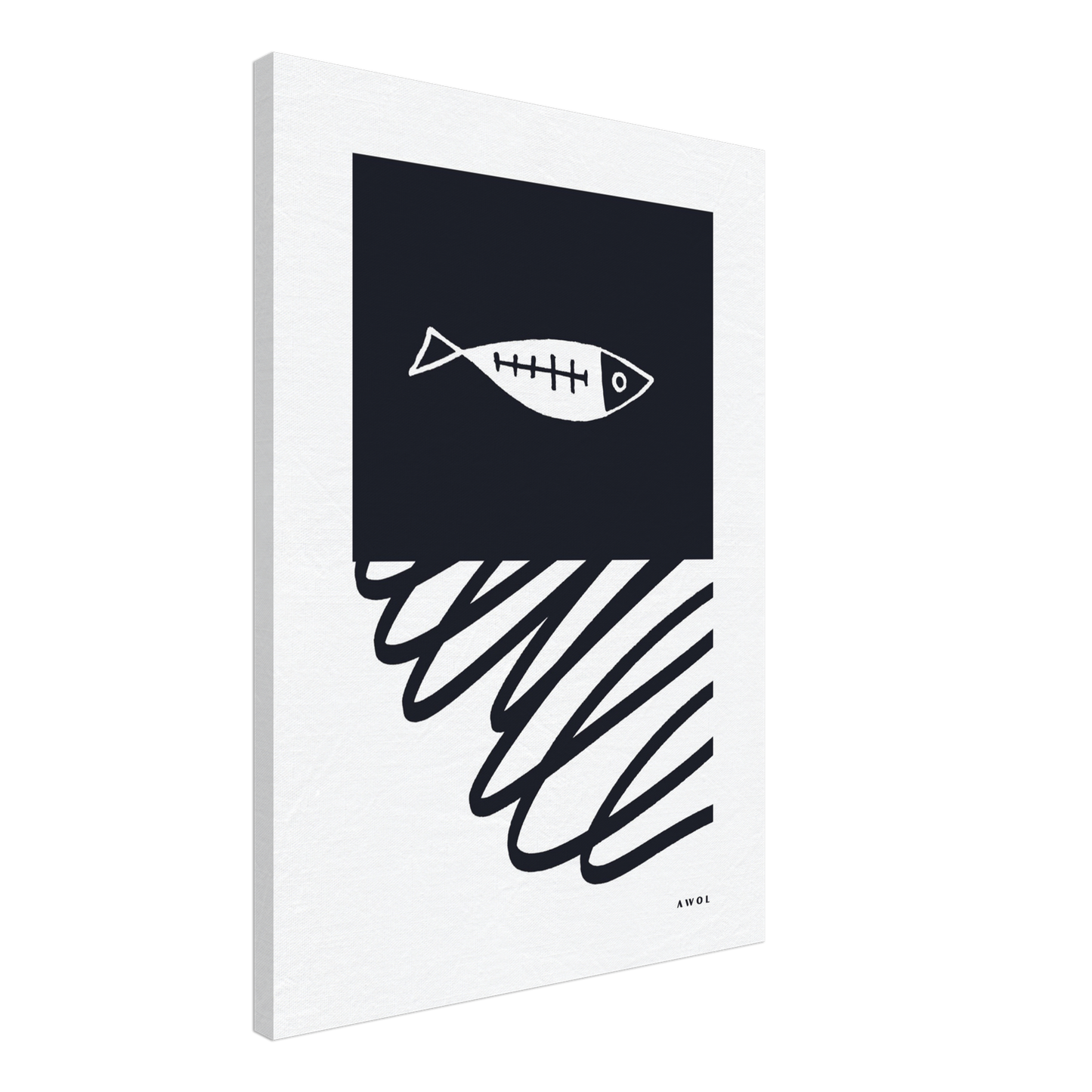 Minimalist Fish In Nordic Waters: Scandi Love Canvas Art Print