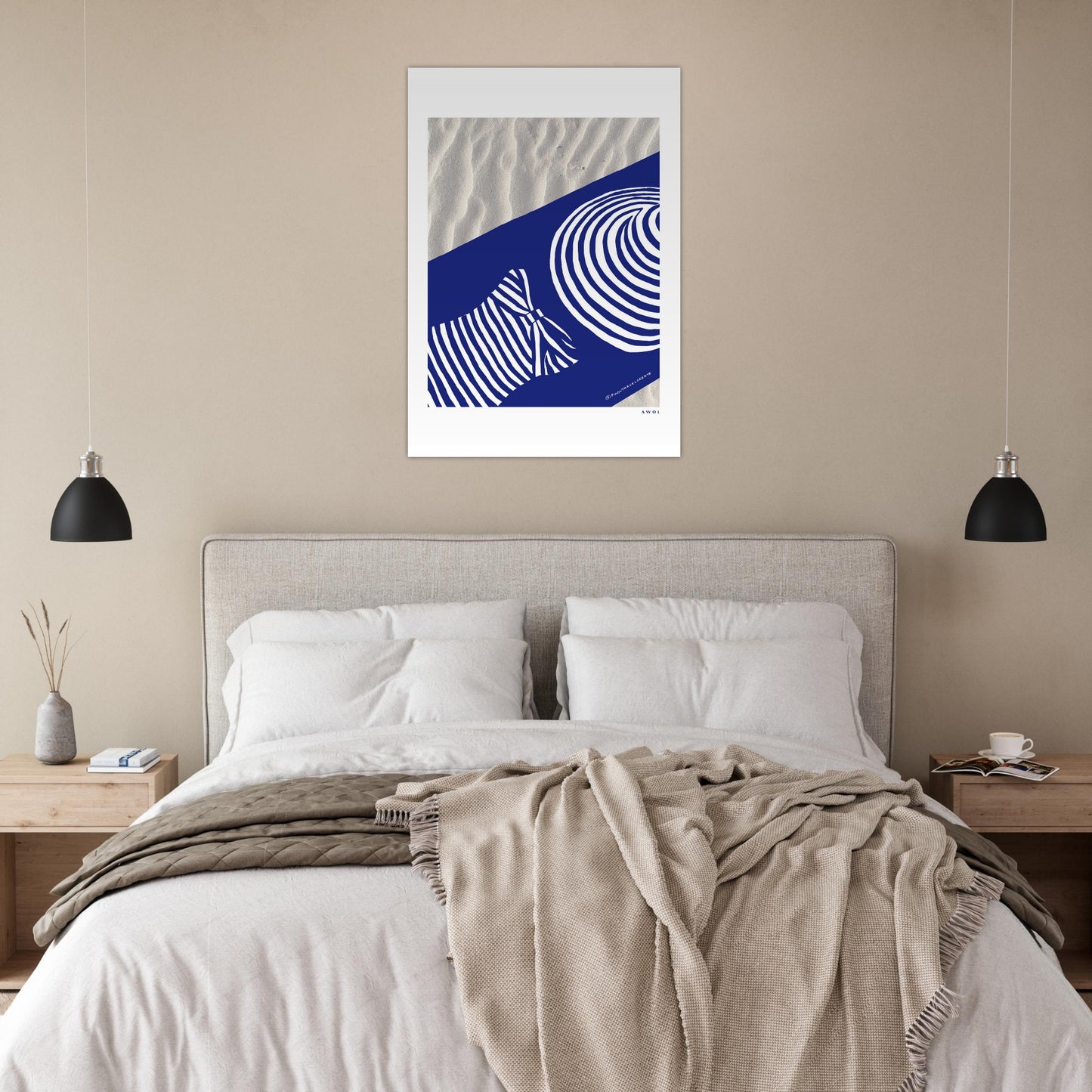 Woman In Oversized Hat And Stripes Sleeping On The Beach: Island Vibes Aluminum Print