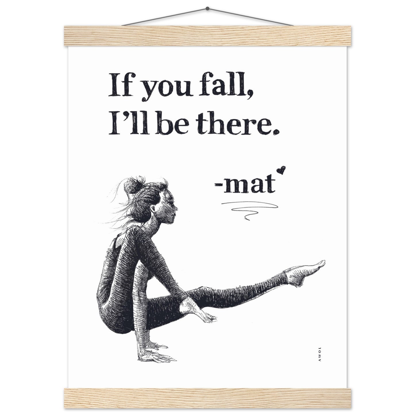 Spiritual Yoga Pose Art With Inspiring Quote: Poster Print with Hanger