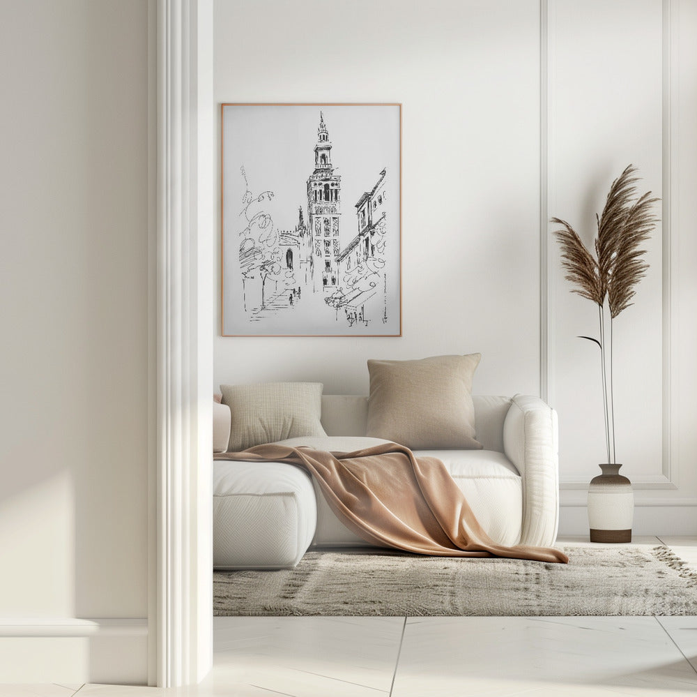 Seville Street Scene: La Giralda, Spain, Fine Art Poster