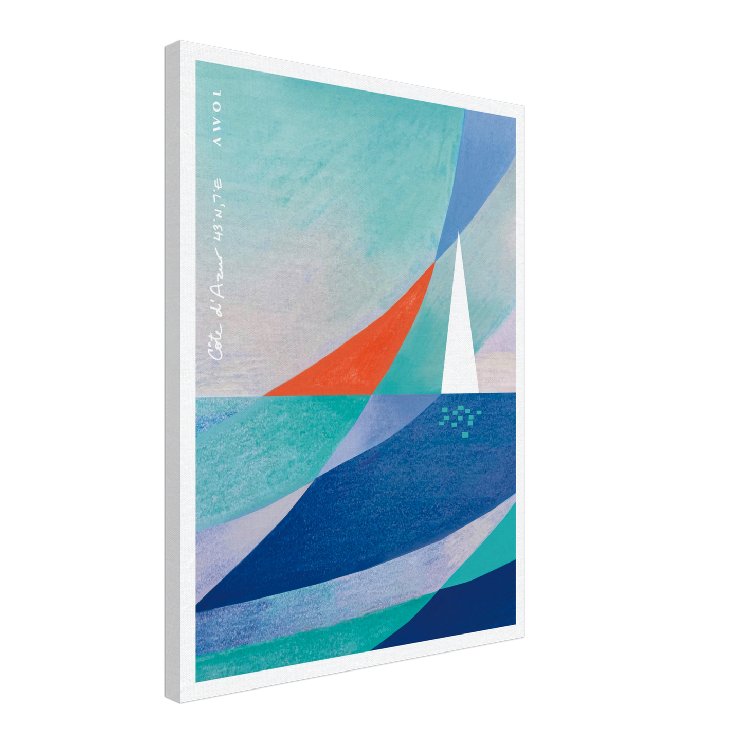 White Sailboat on The Mediterranean Sea: Blue Canvas Art Print