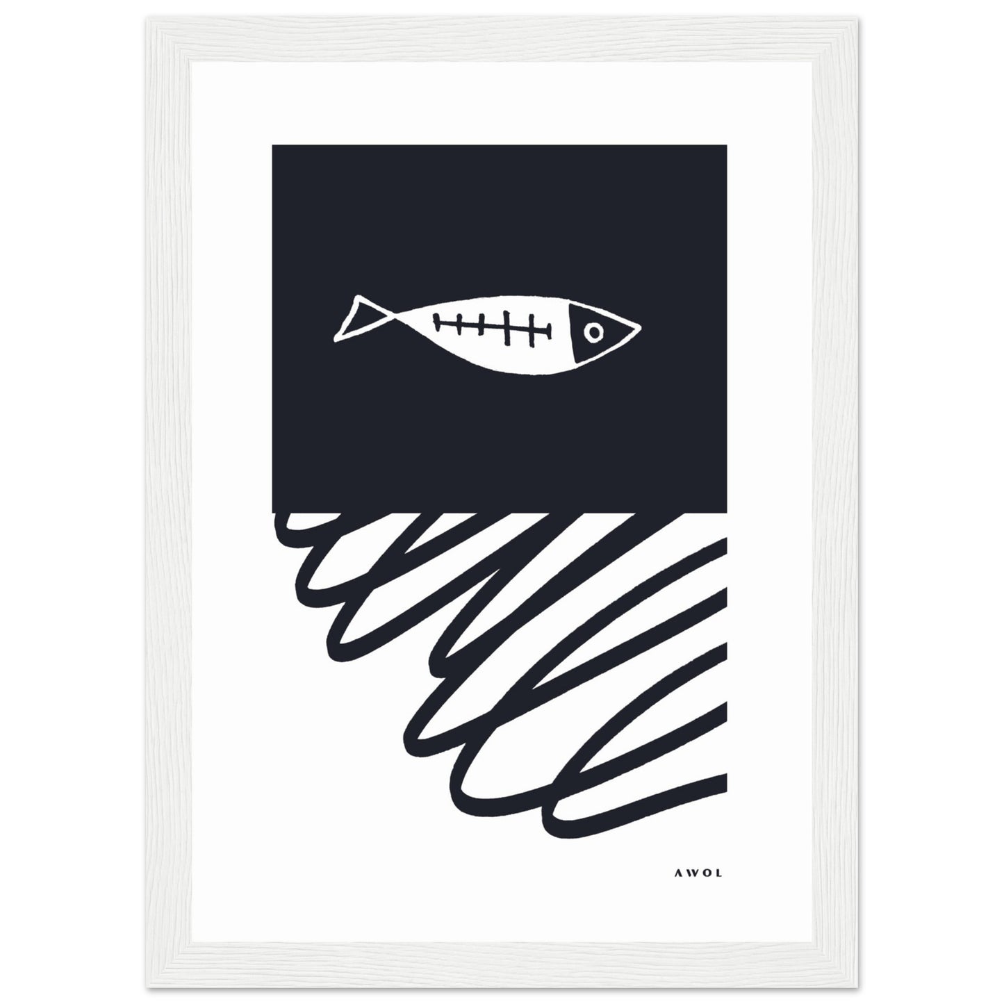 Minimalist Wall Decor, Scandinavian Wall Art With Fish: Framed Art Print