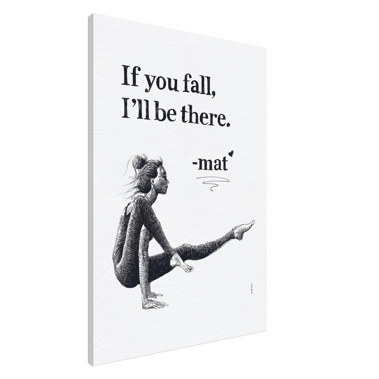 Woman In Yoga Pose On Yoga Mat With Inspirational Quote: Canvas Art Print