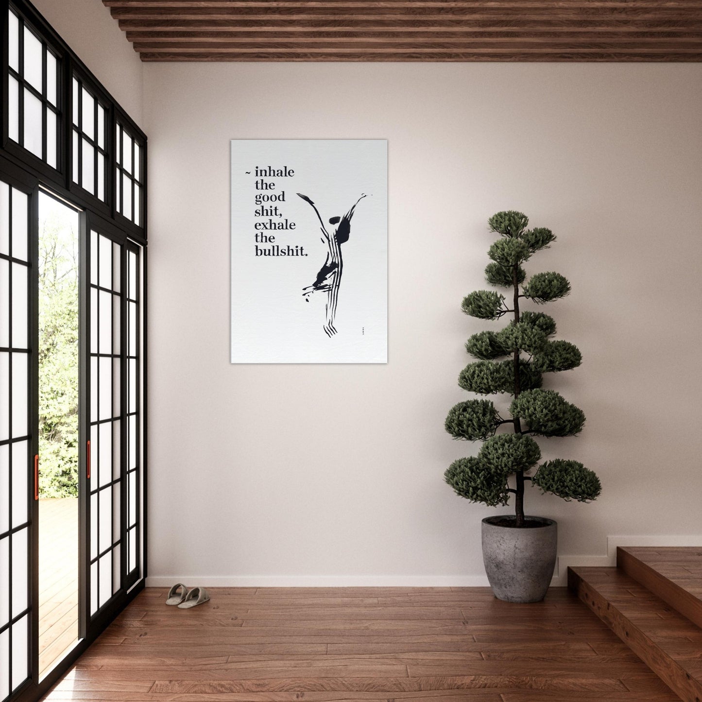 Modern Spiritual Wall Art With Quote And Yoga Pose: Art On Canvas Print