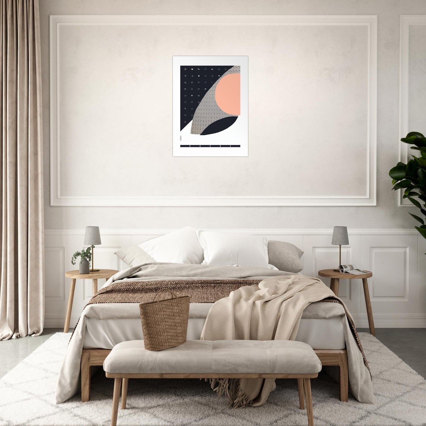 Scandinavian Art Print With Abstract Pattern: Minimalist Aluminum Art Print