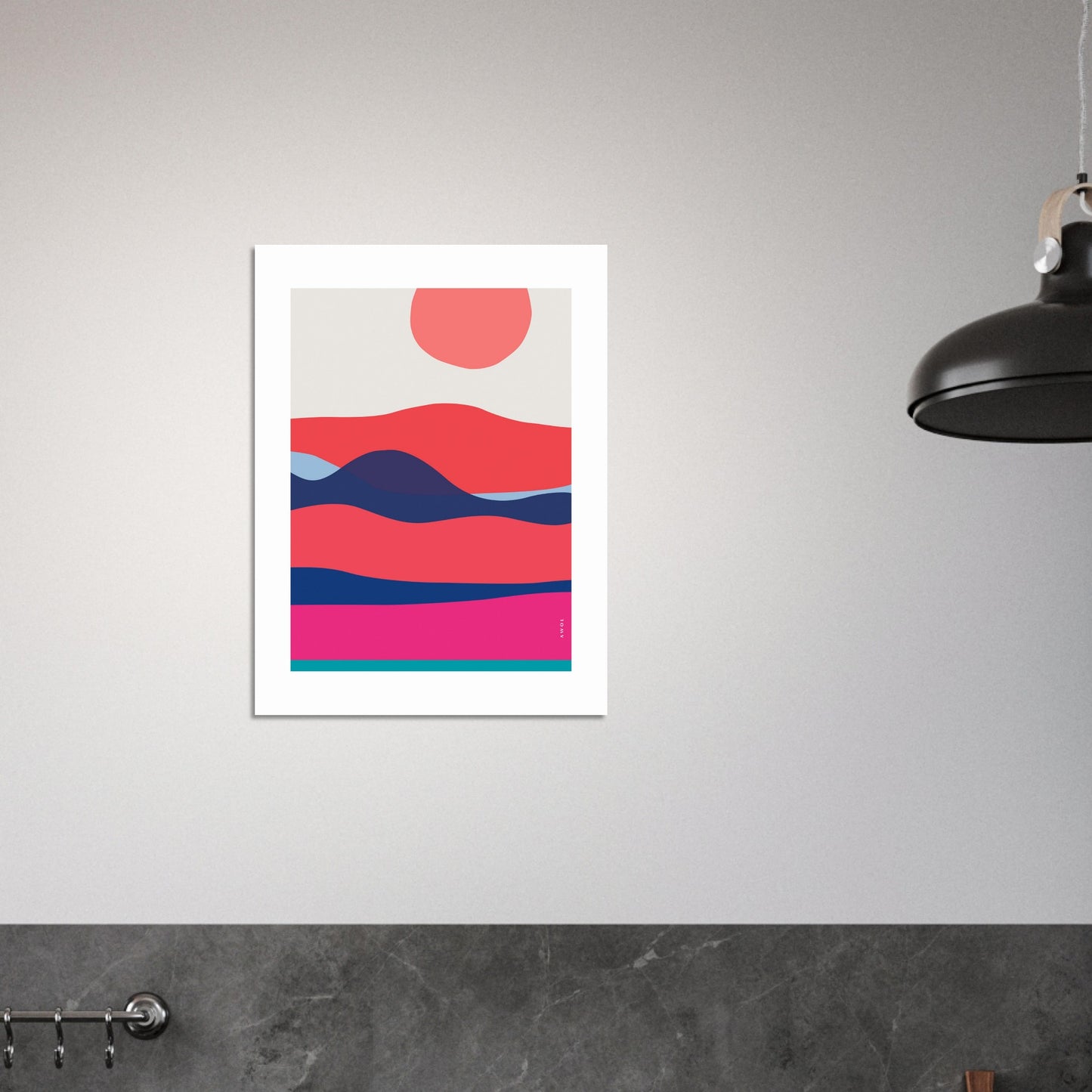 Minimalist Ocean Wall Art, Abstract Sea With Sunrises and Sunsets: Aluminum Print