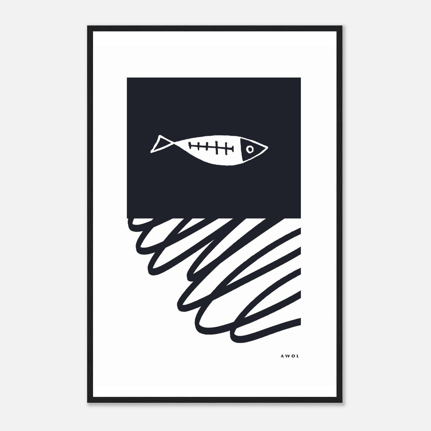 Minimalist Wall Decor, Scandinavian Wall Art With Fish: Framed Art Print