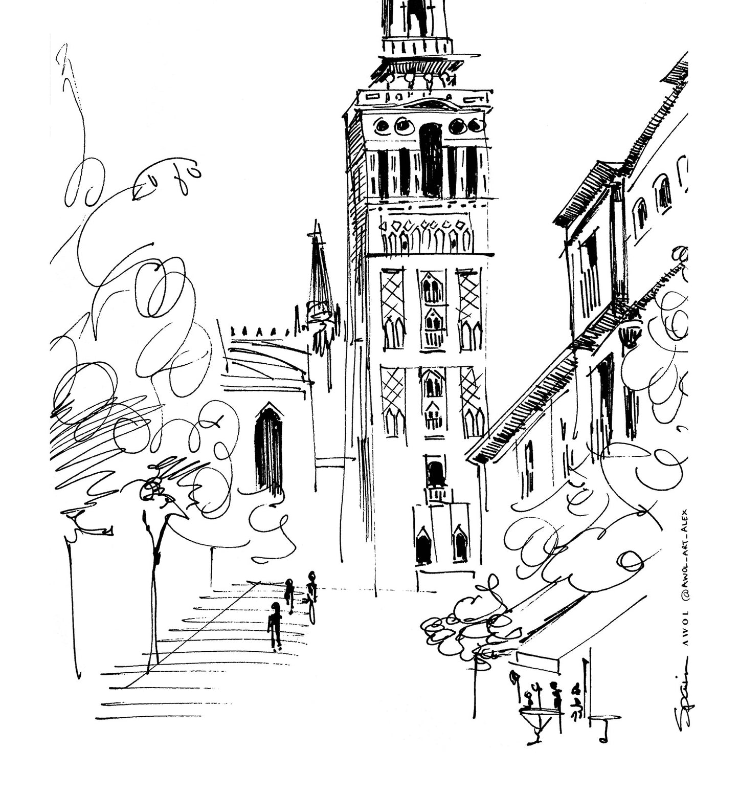 Seville Street Scene: La Giralda, Spain, Fine Art Poster